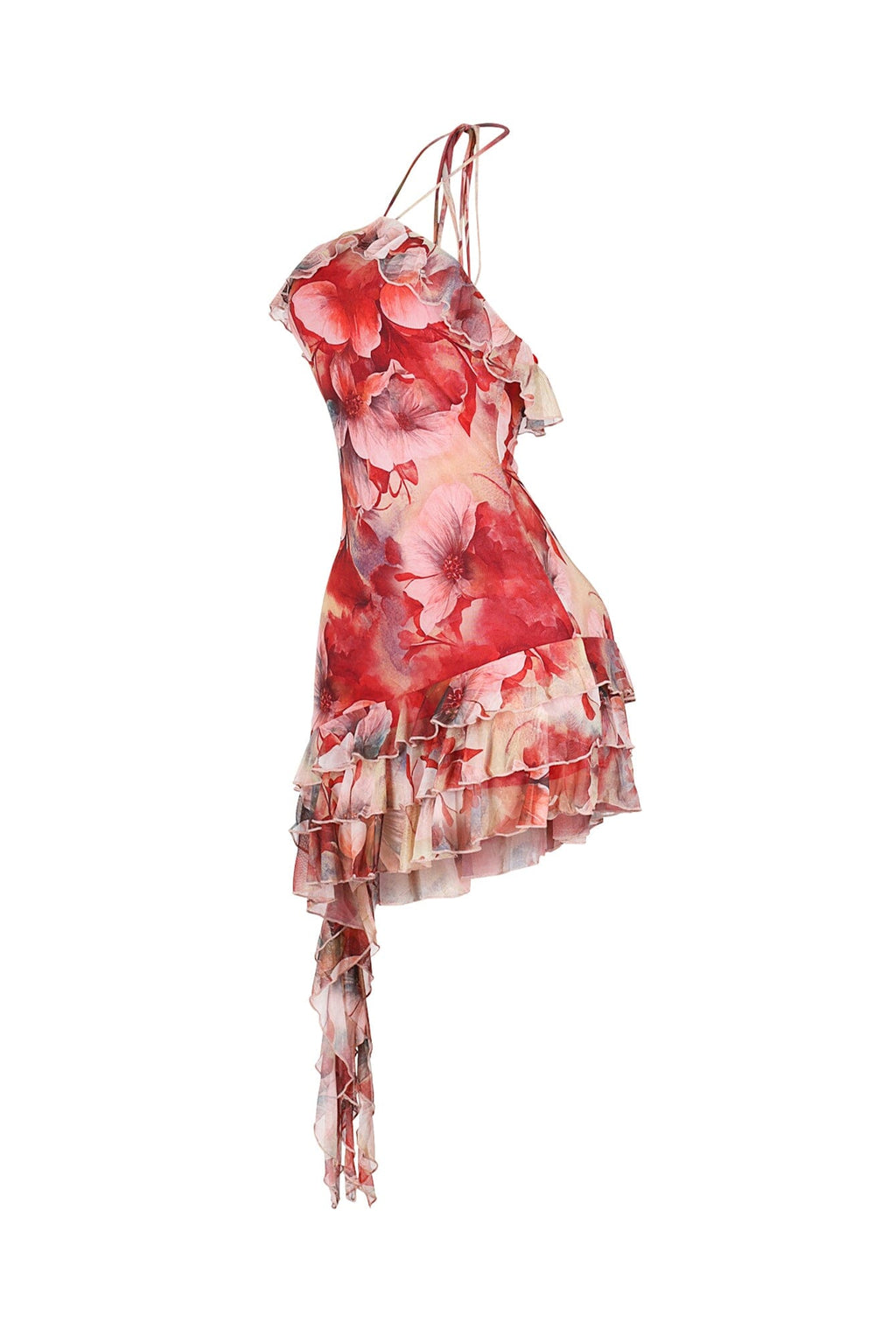 Rosefall Asymmetry Midi Dress