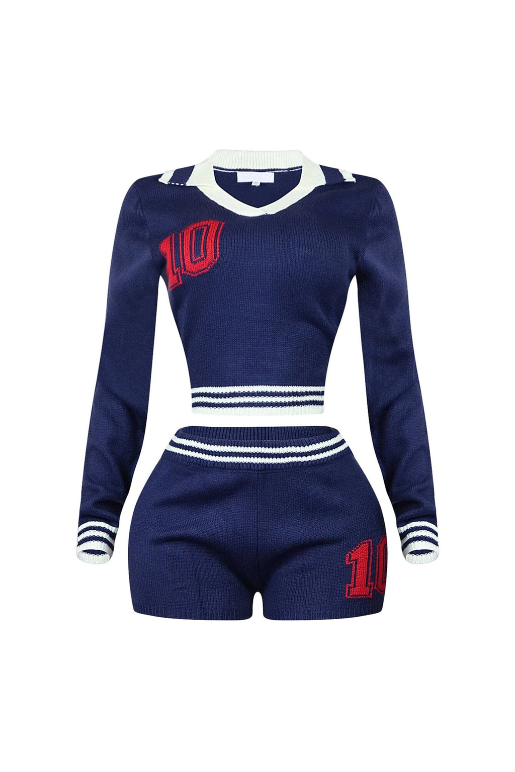 10 Out Of 10 Knit Collared Top & Shorts SET