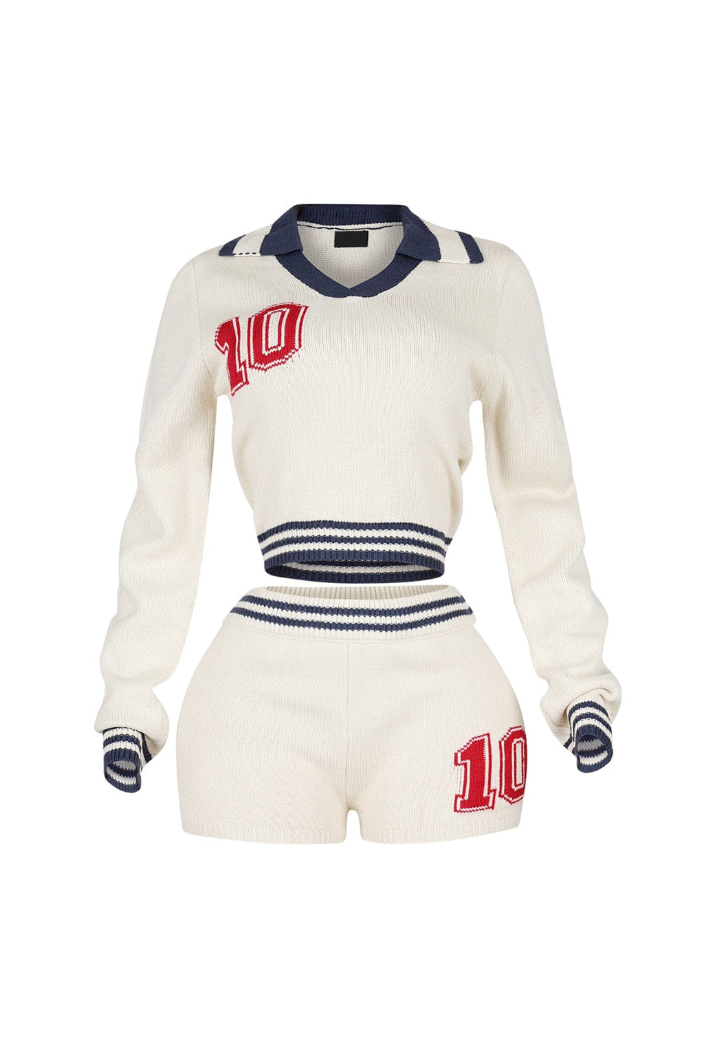 10 Out Of 10 Knit Collared Top & Shorts SET