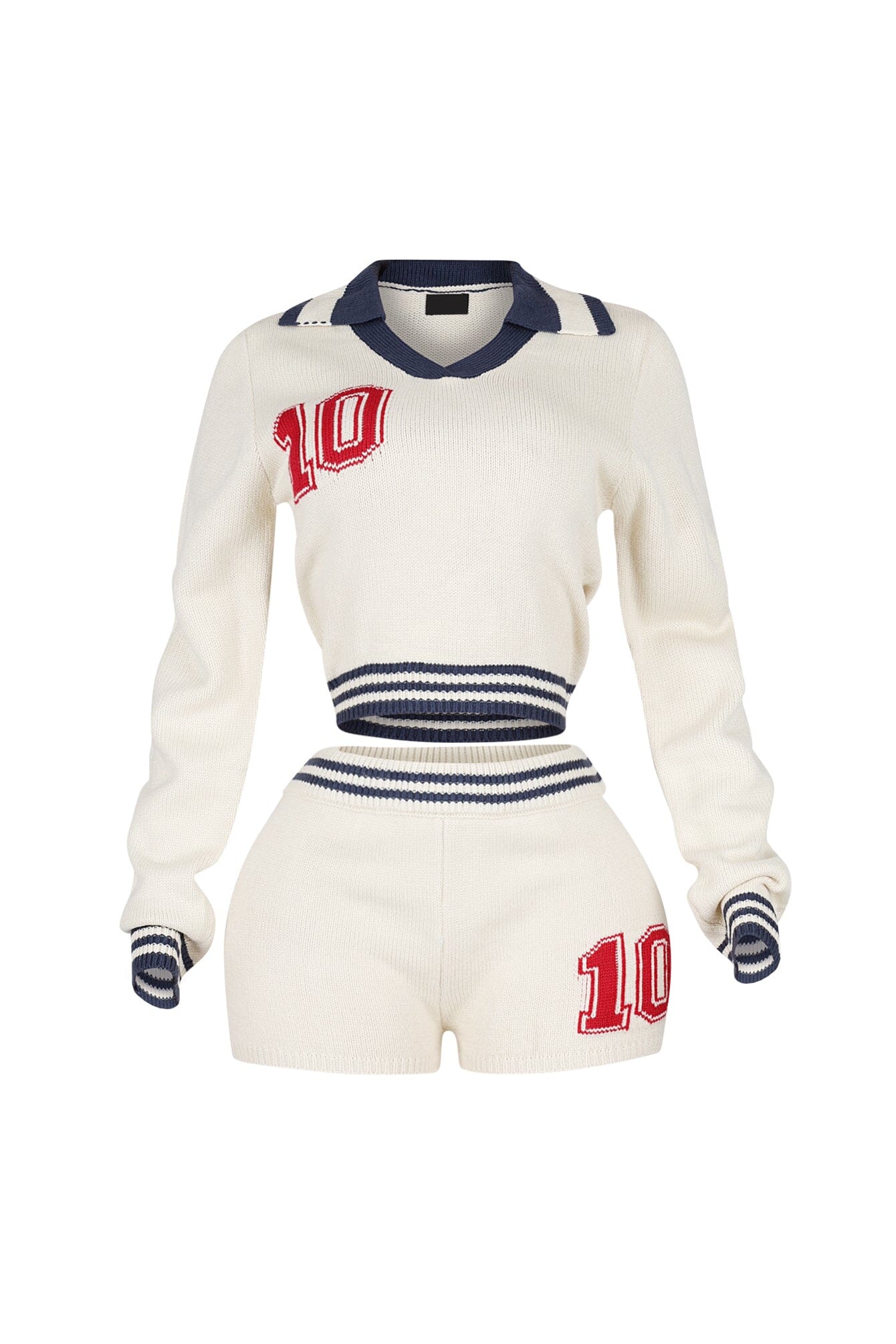 10 Out Of 10 Knit Collared Top & Shorts SET