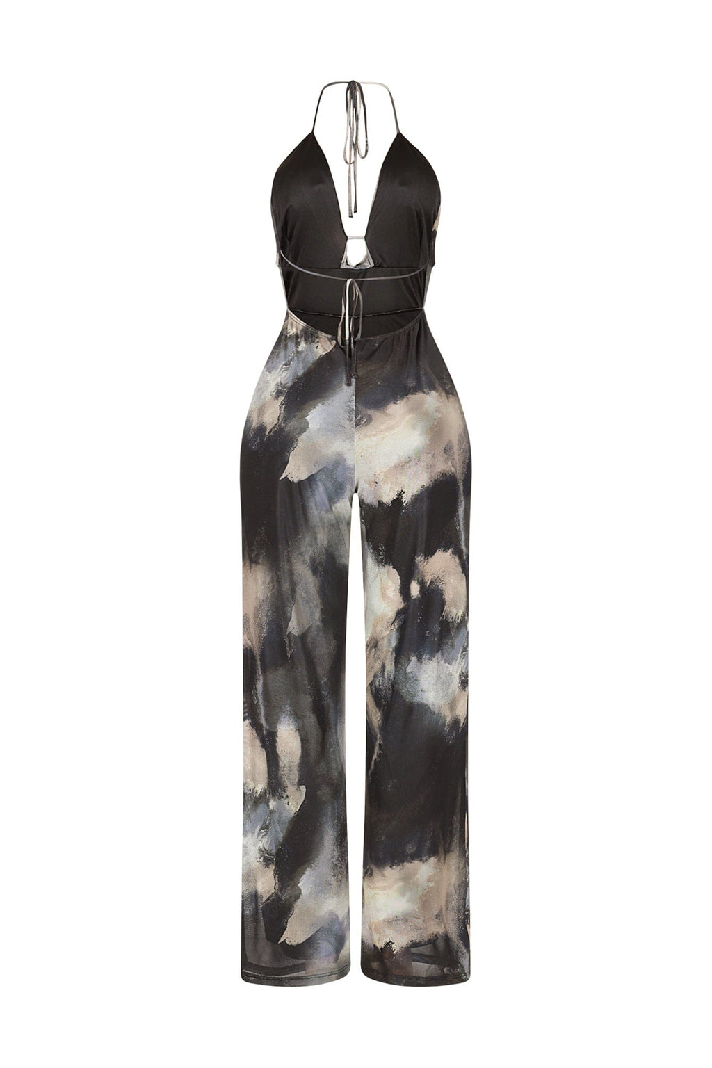 Earthbound Olive Mesh Print Jumpsuit