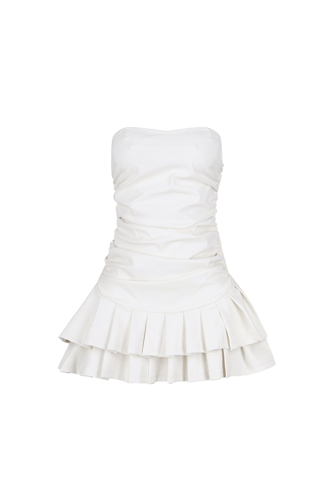 Ruche Bar Faux Leather Mini Dress