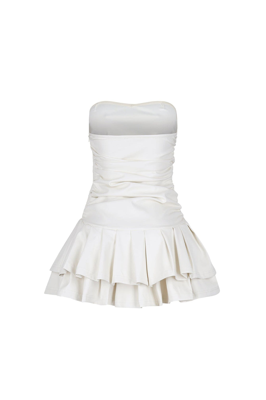 Ruche Bar Faux Leather Mini Dress