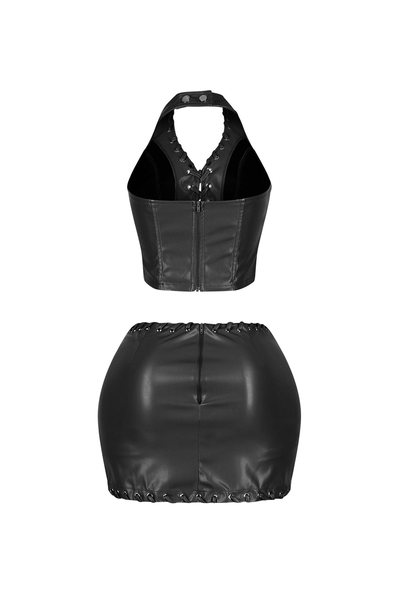 Big On Trouble PU Skirt SET