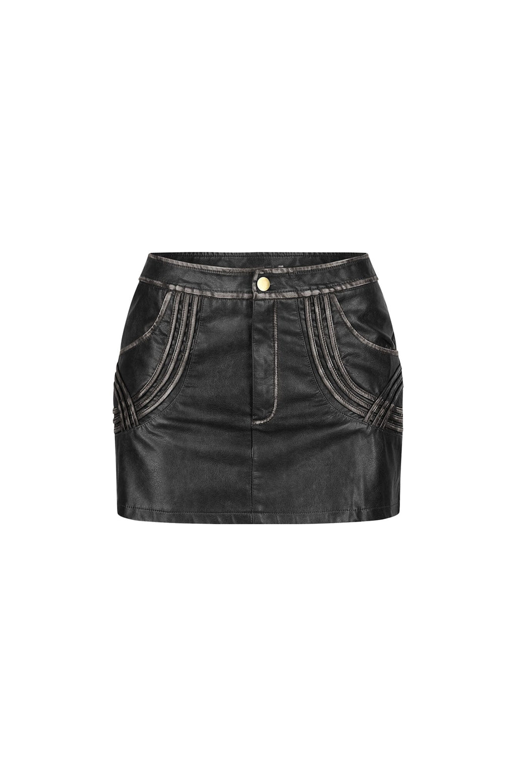Gritty Washed Faux Leather Mini Skirt