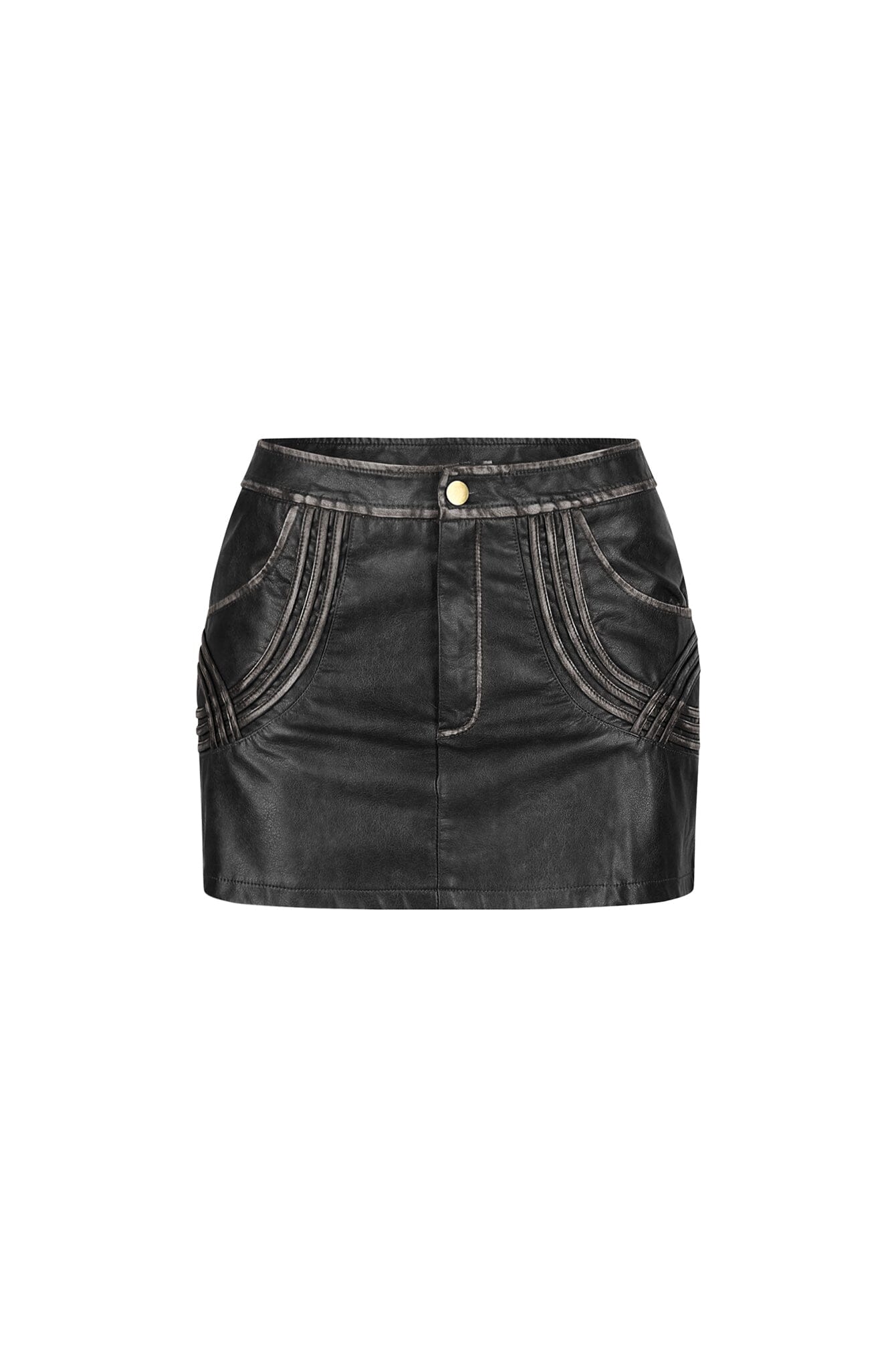 Gritty Washed Faux Leather Mini Skirt
