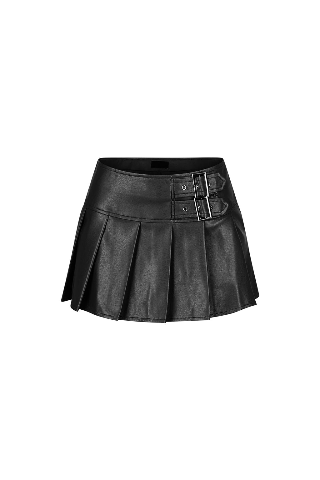 Rush Into Pleated Leather Skirt