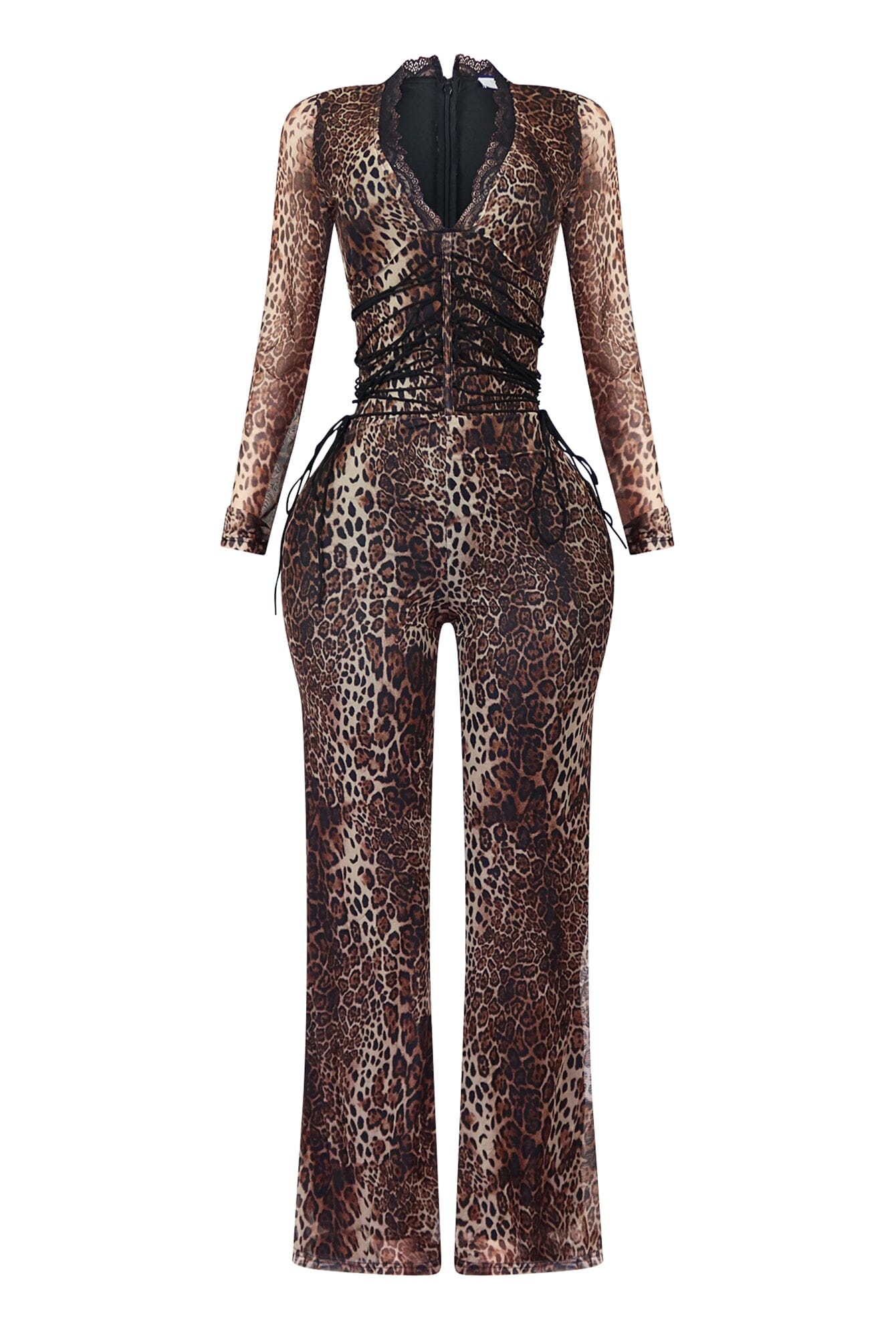 Teddy Leopard Mesh Jumpsuit
