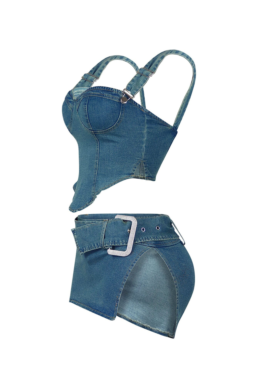 Daniel Washed Denim Corset & Skirt SET