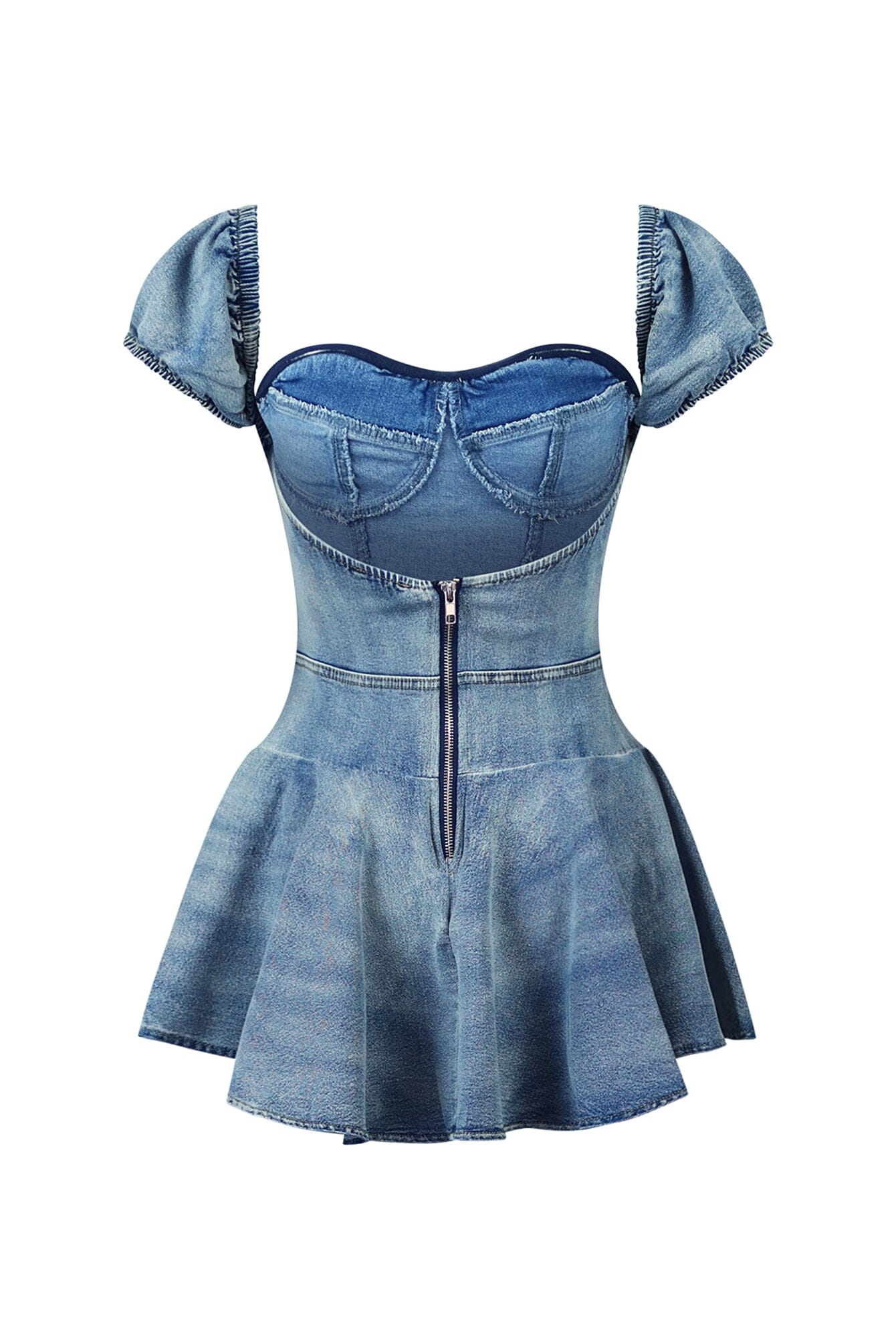 Reuben Washed Denim Pleated Mini Dress