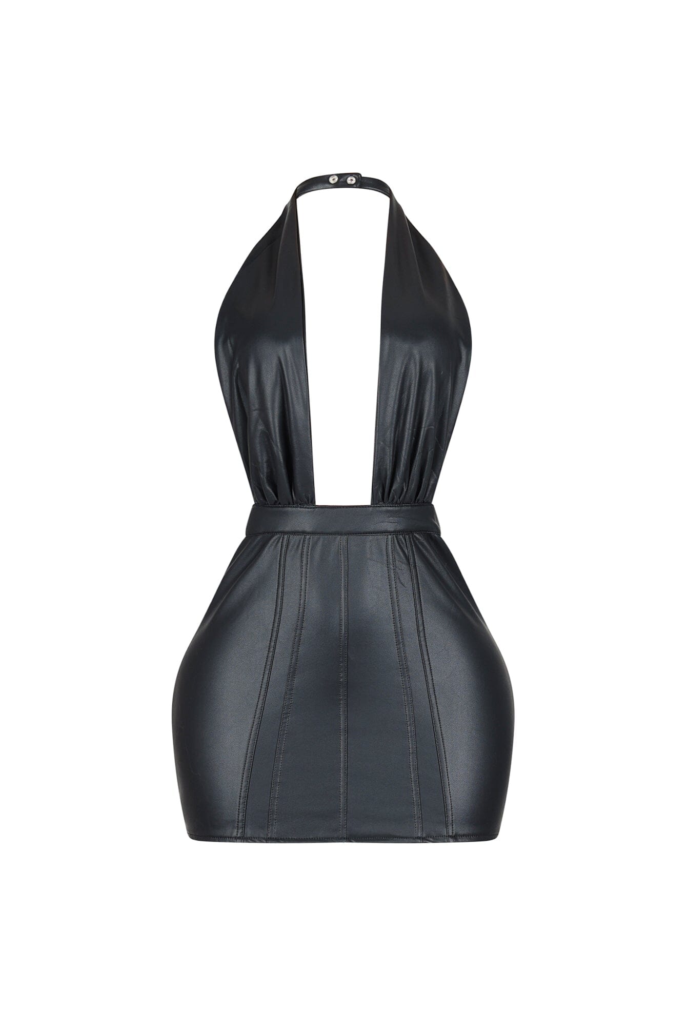 Marfa PU Deep V Neck Dress