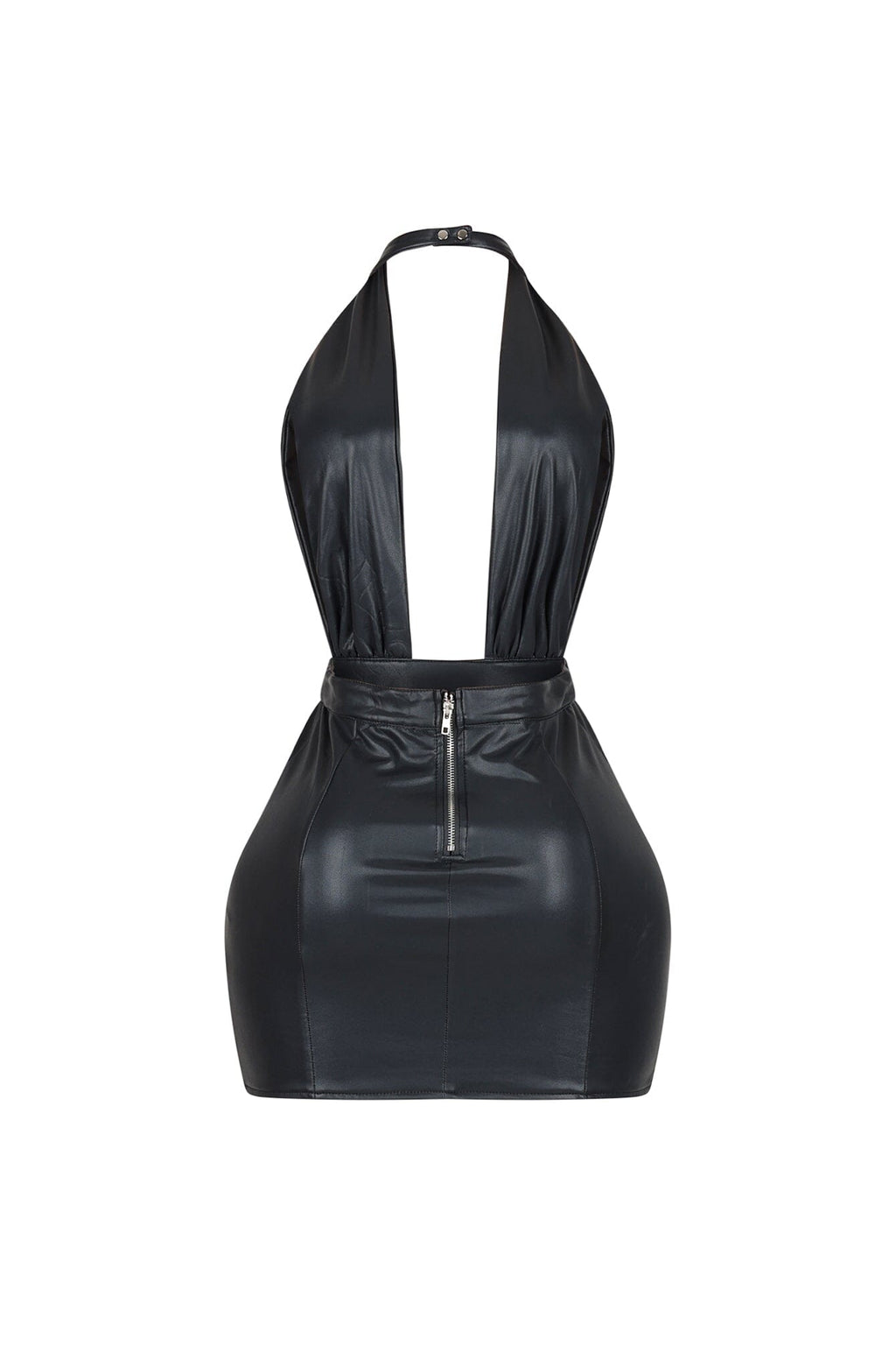 Marfa PU Deep V Neck Dress