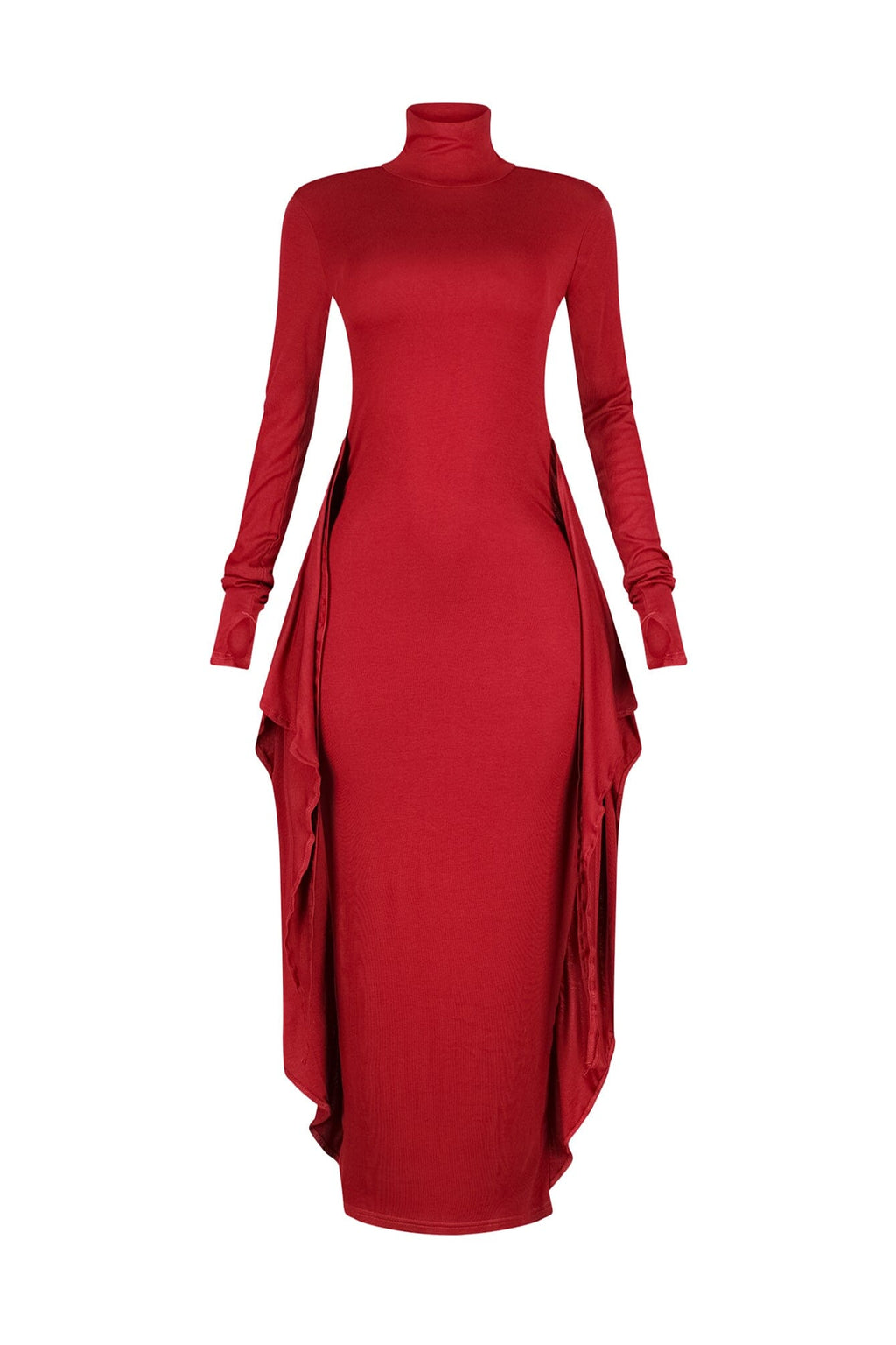 Lazy Noon Thumbhole Mock Neck Maxi Dress