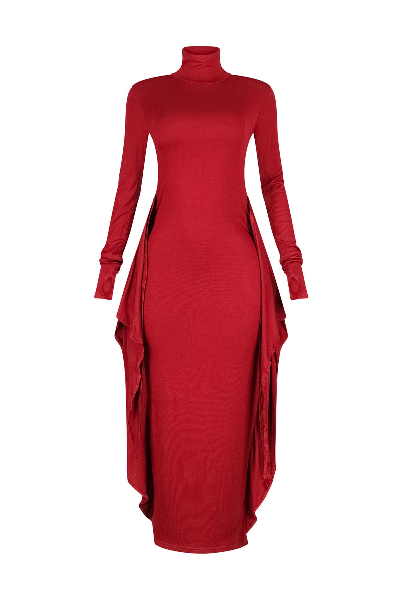 Lazy Noon Thumbhole Mock Neck Maxi Dress