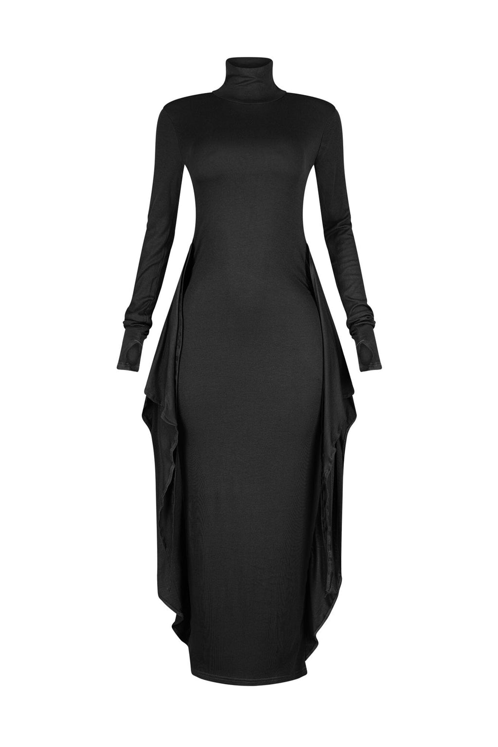 Lazy Noon Thumbhole Mock Neck Maxi Dress