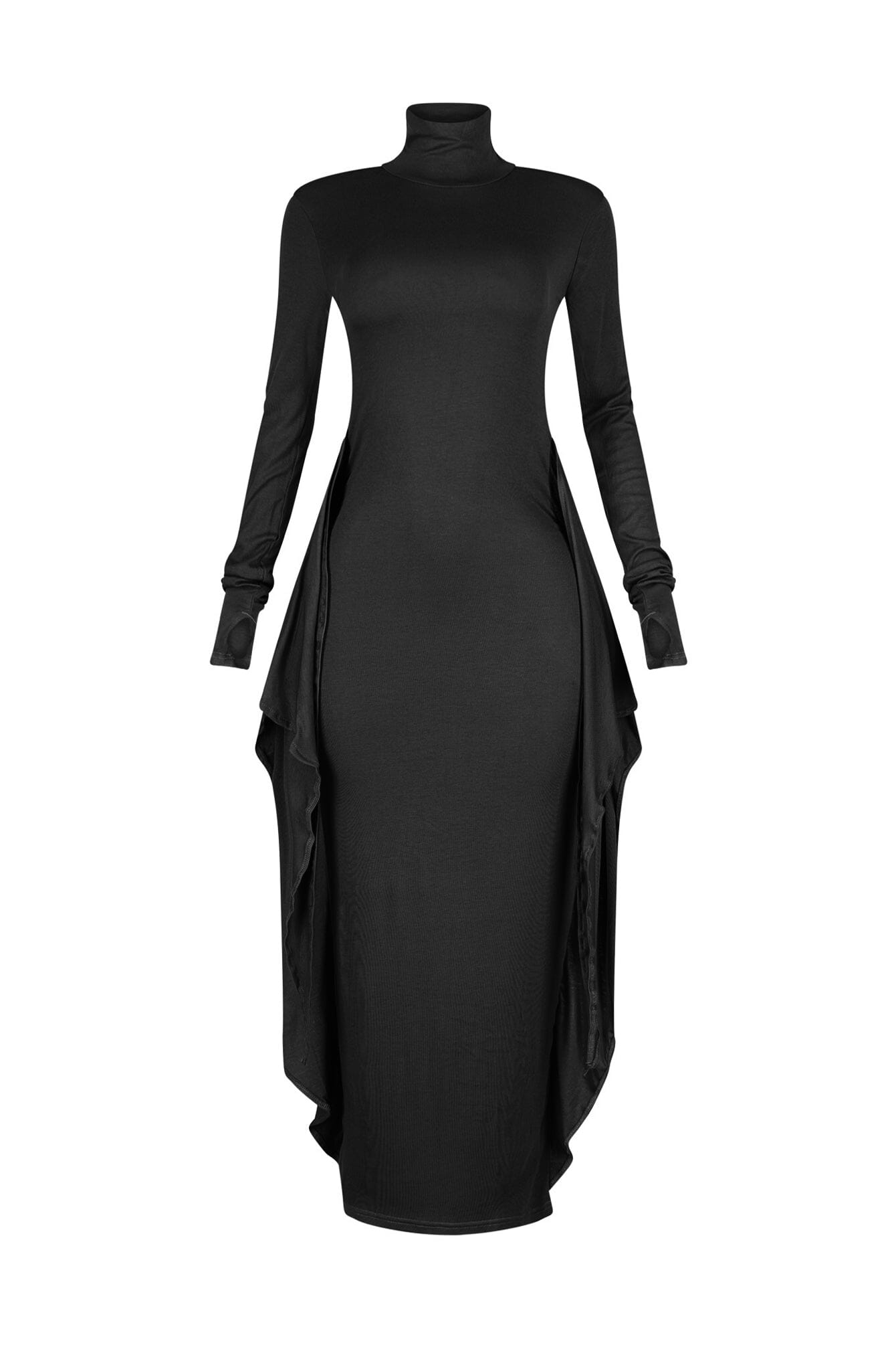 Lazy Noon Thumbhole Mock Neck Maxi Dress