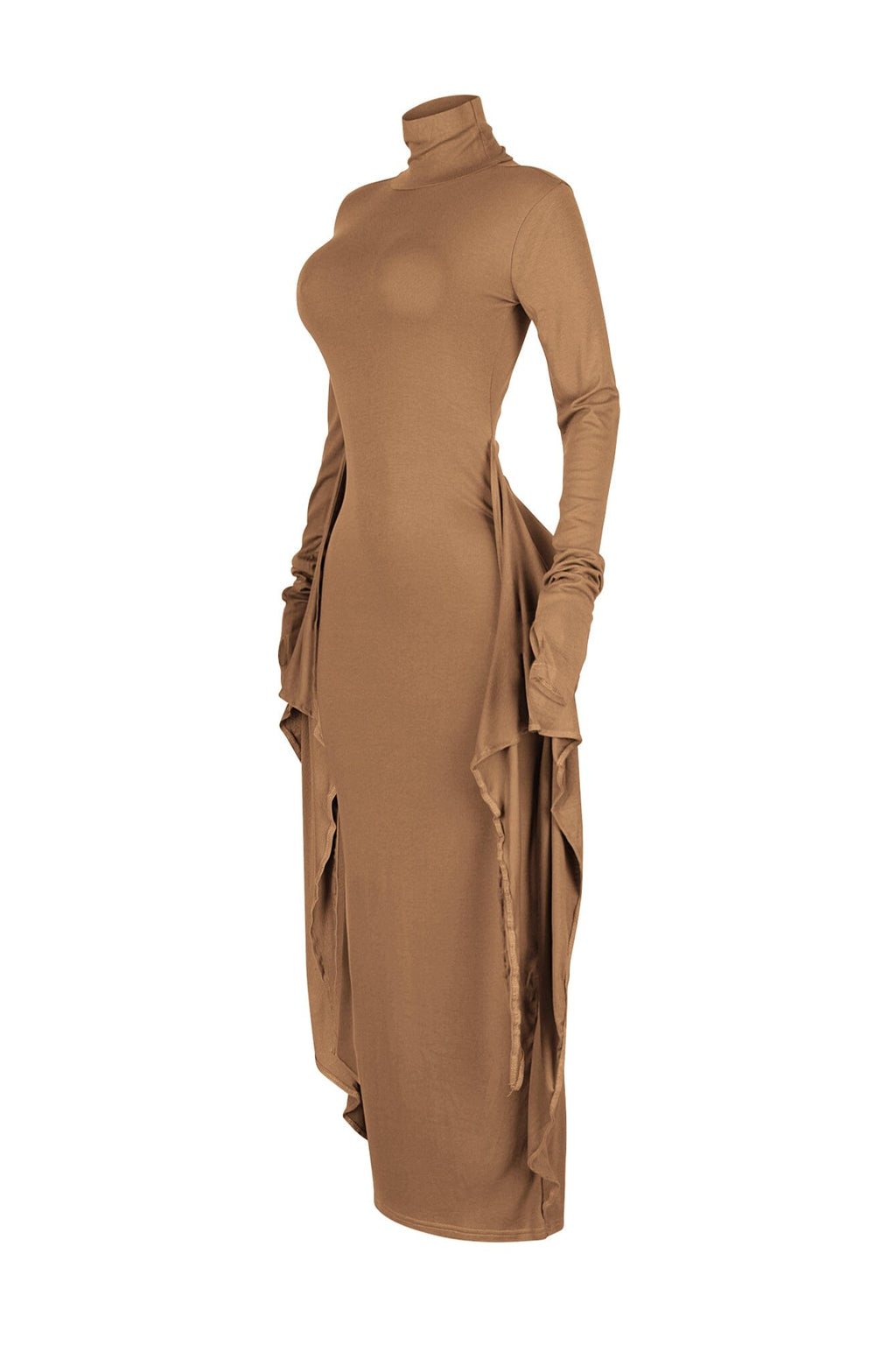 Lazy Noon Thumbhole Mock Neck Maxi Dress