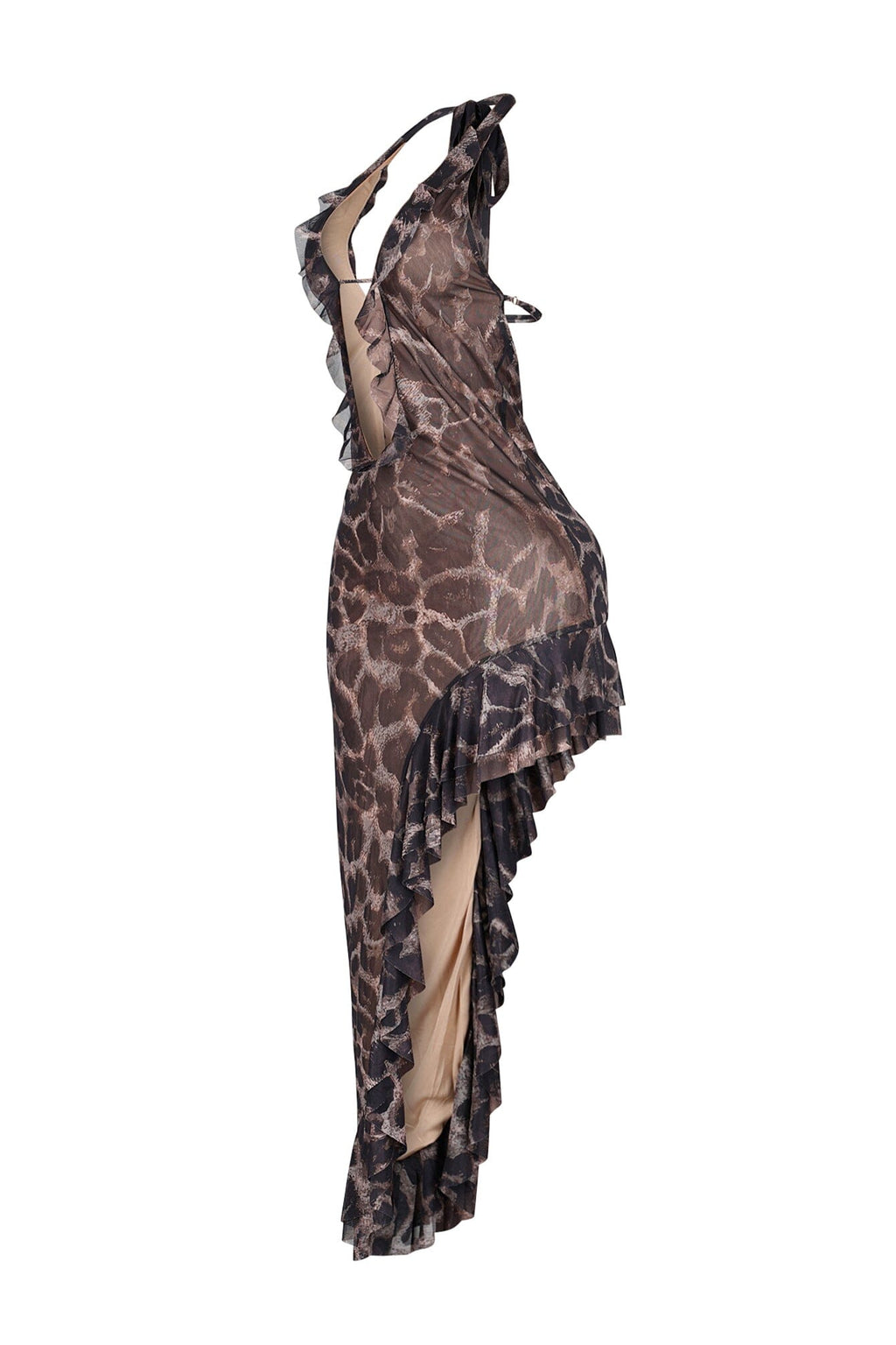Milo Mesh Leopard Halter Midi Dress