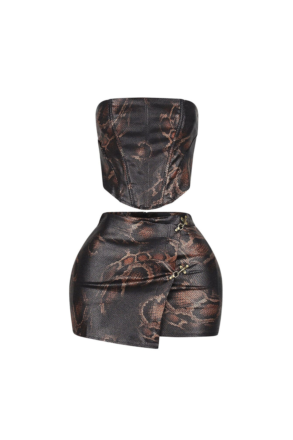 Dalston Faux Leather Top & Skirt SET