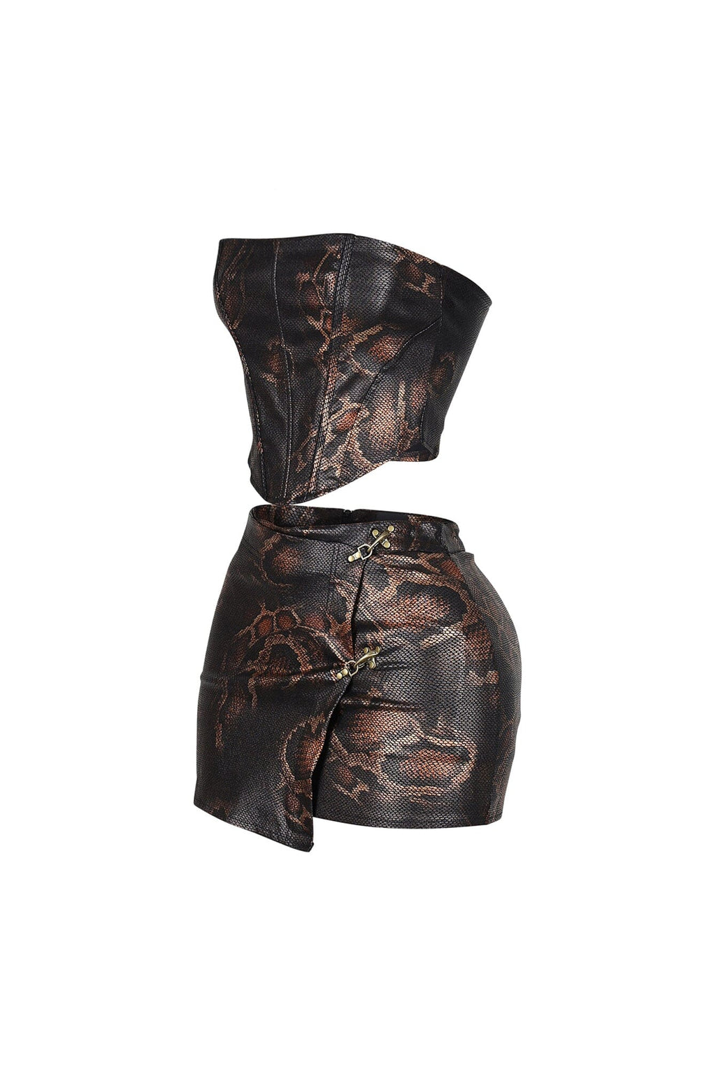 Dalston Faux Leather Top & Skirt SET