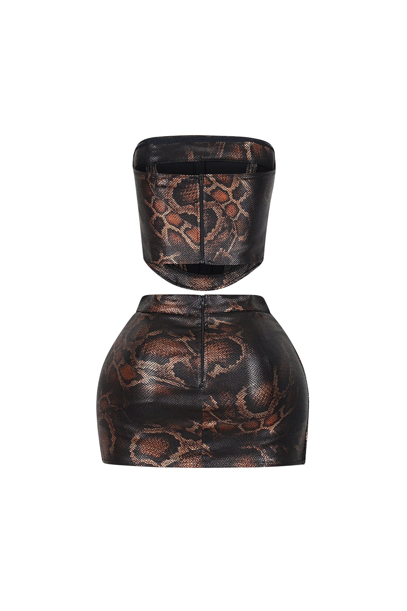 Dalston Faux Leather Top & Skirt SET