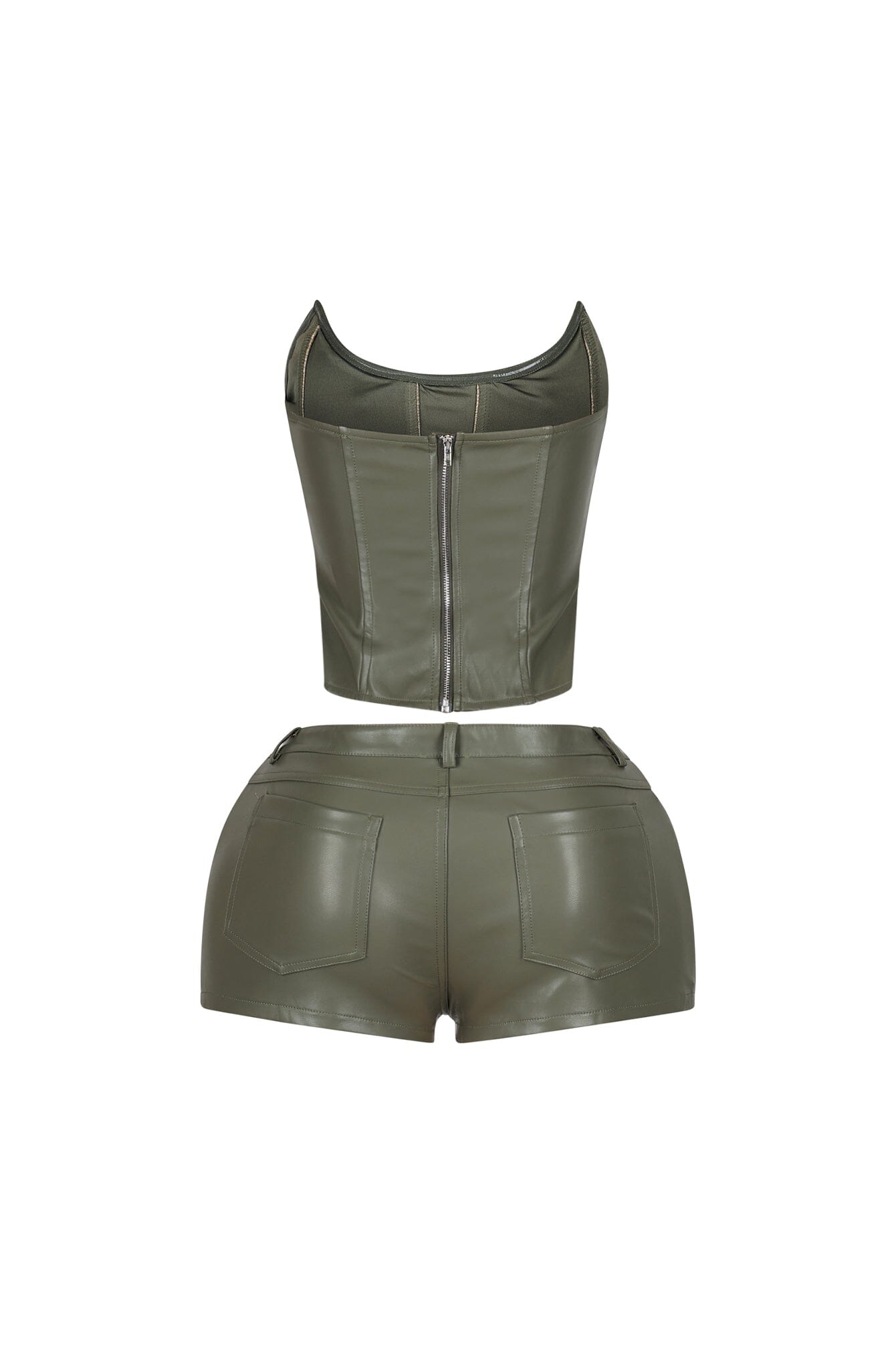 Juha PU Corset Top & Shorts SET