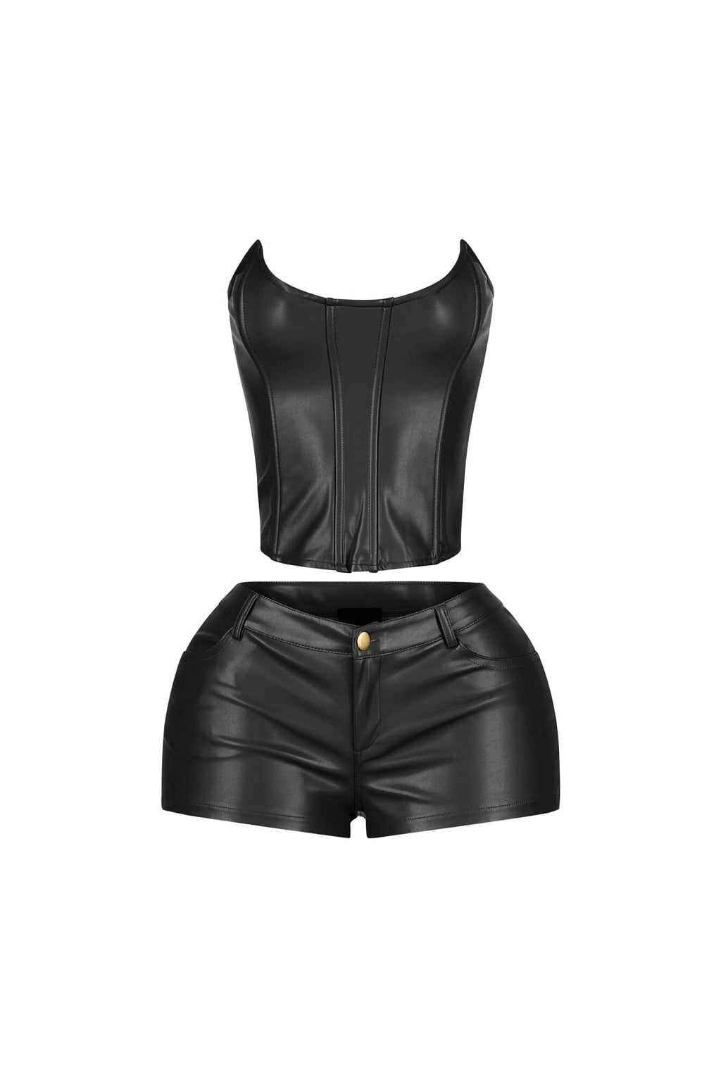 Juha PU Corset Top & Shorts SET