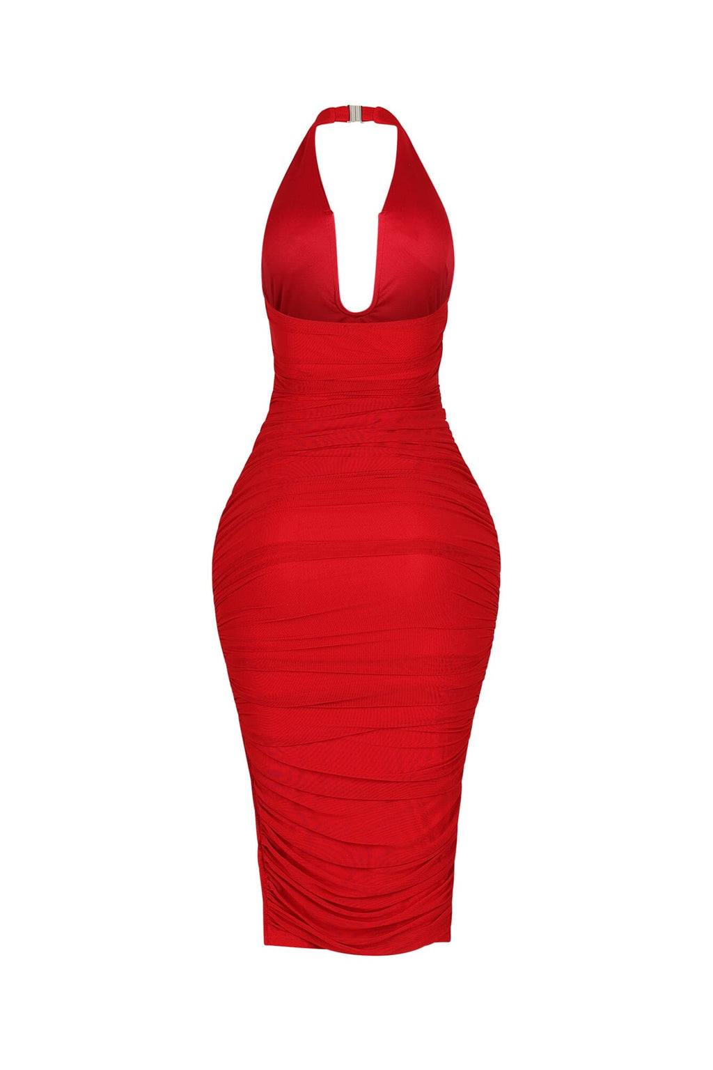 Central U Cut Ruched Midi Dress