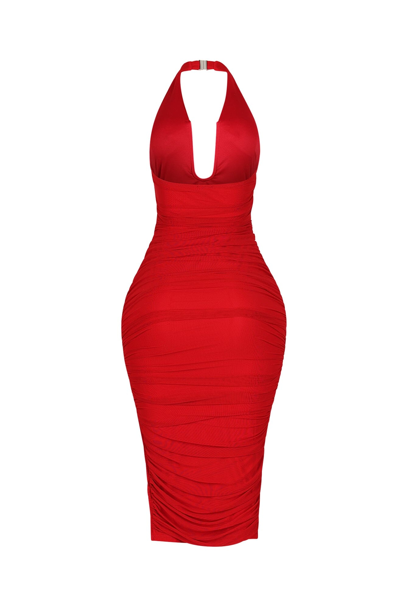 Central U Cut Ruched Midi Dress