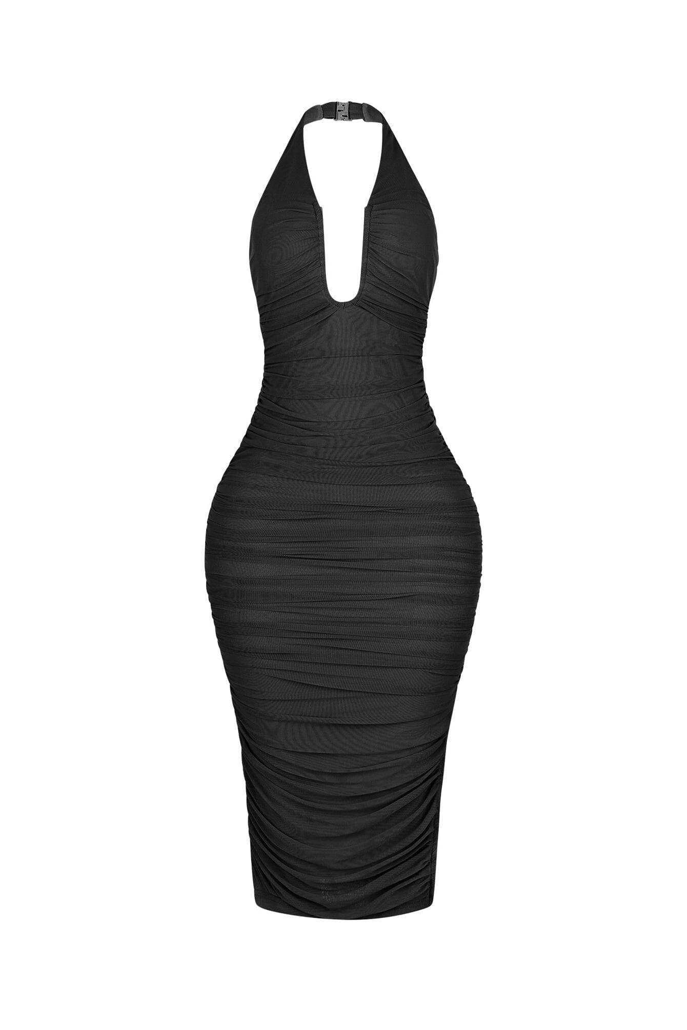 Central U Cut Ruched Midi Dress