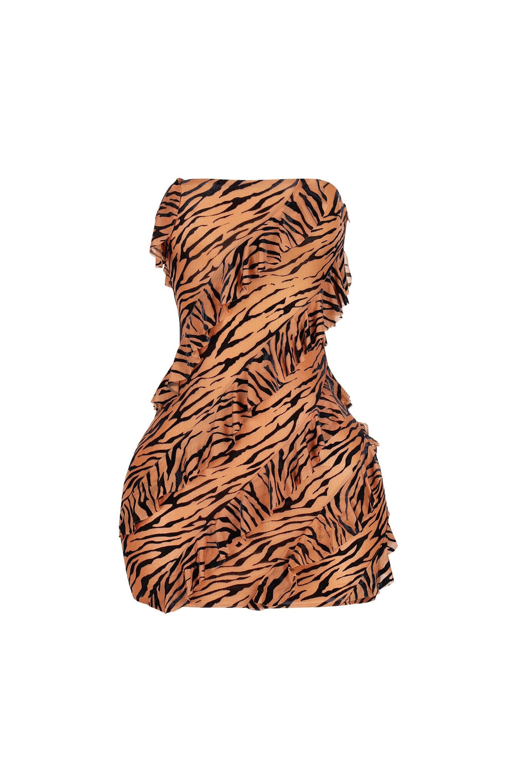 Koenji Velvet Burnout Ruffle Mini Dress