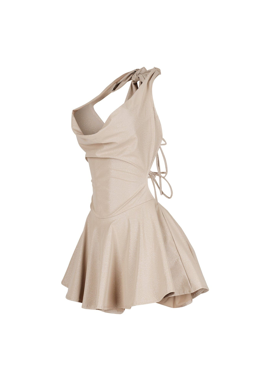 Kova Faux Leather Halter Dress