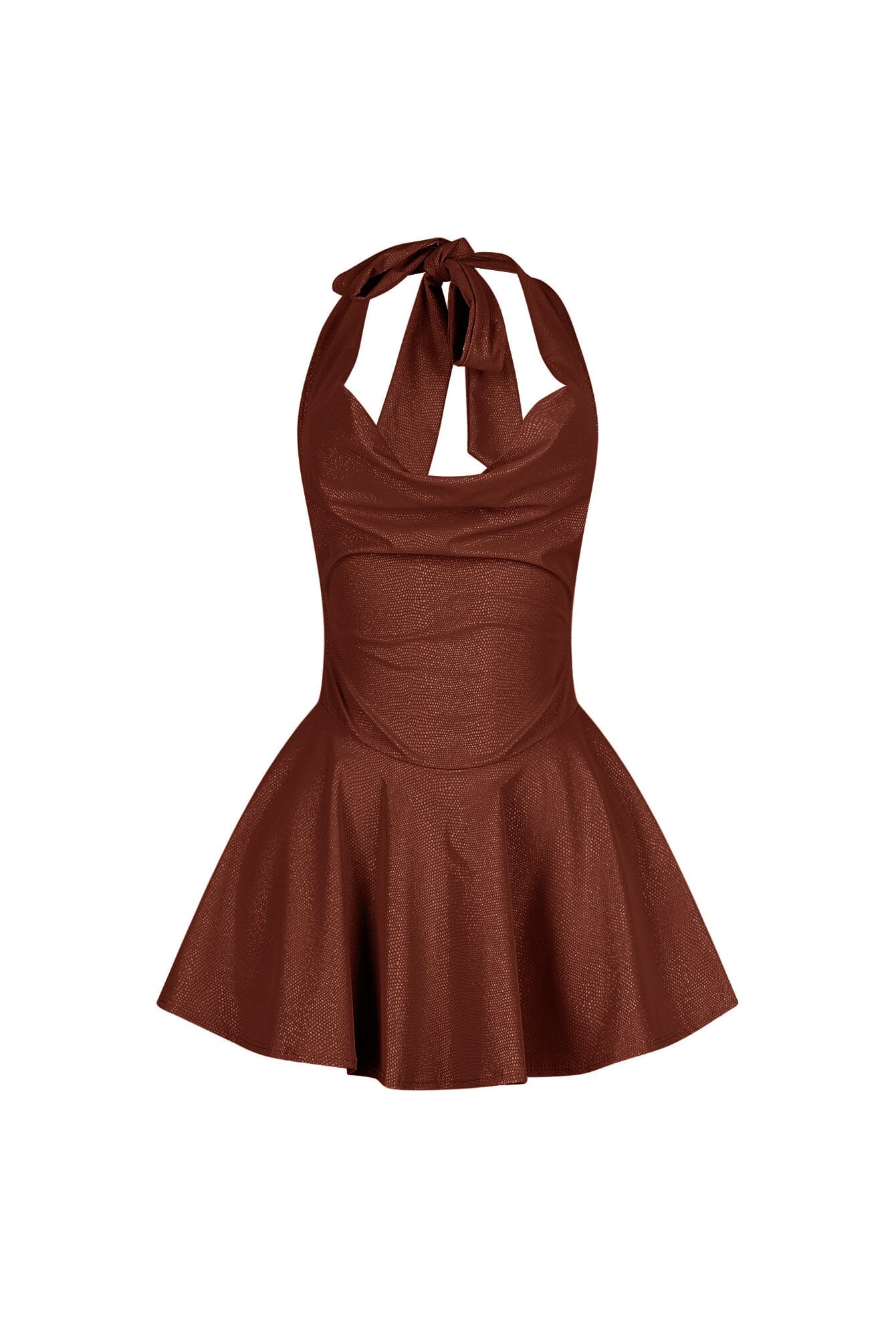 Kova Faux Leather Halter Dress