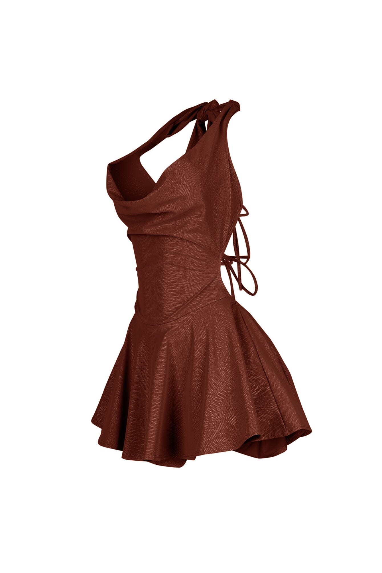 Kova Faux Leather Halter Dress