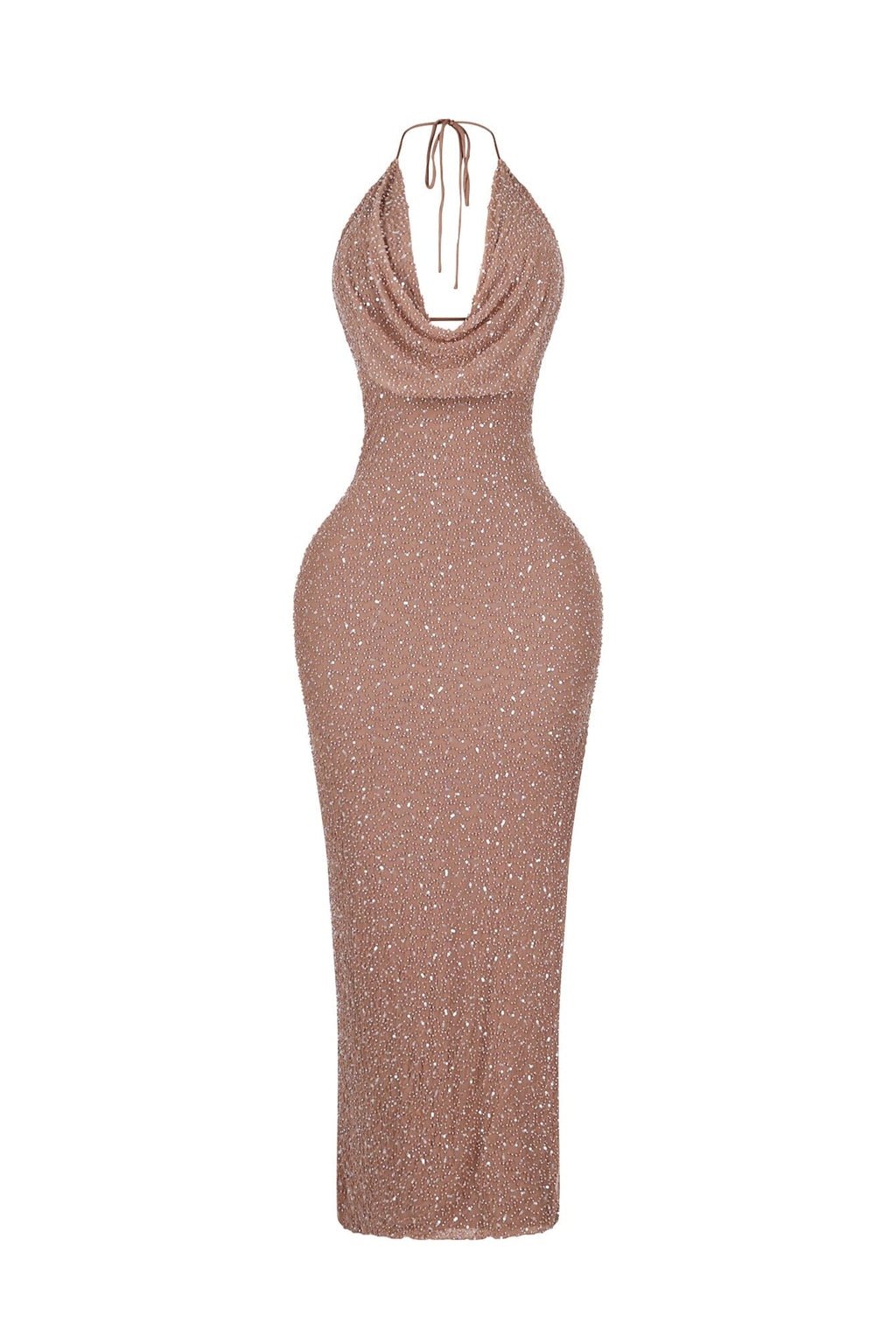 Aria Beaded Cowl Neck Maxi Dress