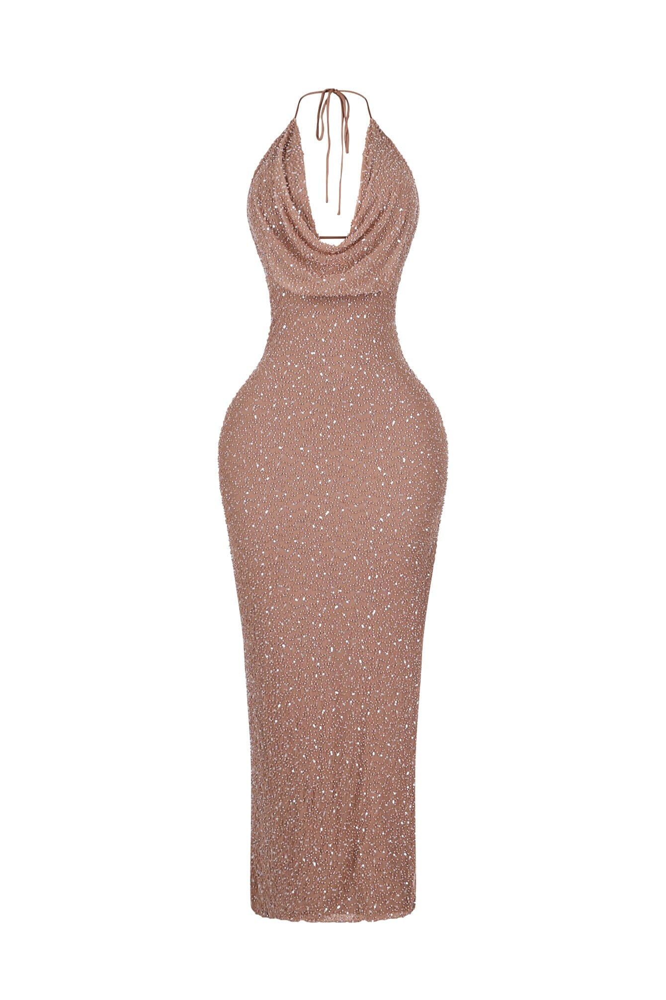 Aria Beaded Cowl Neck Maxi Dress