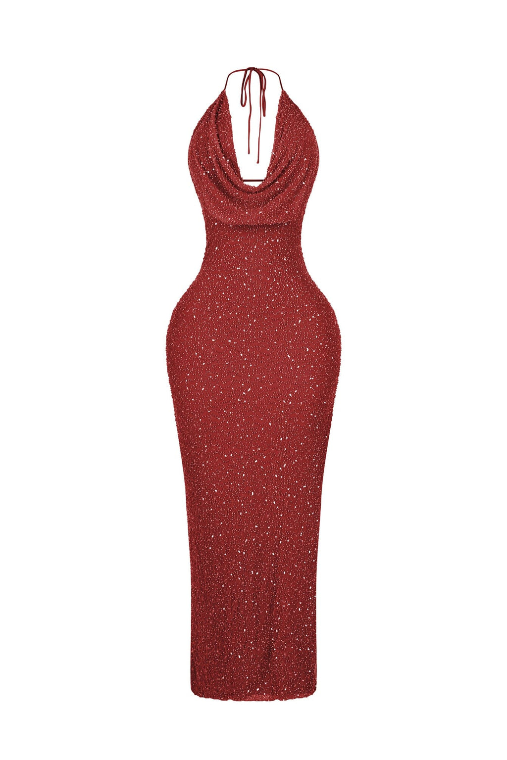 Aria Beaded Cowl Neck Maxi Dress