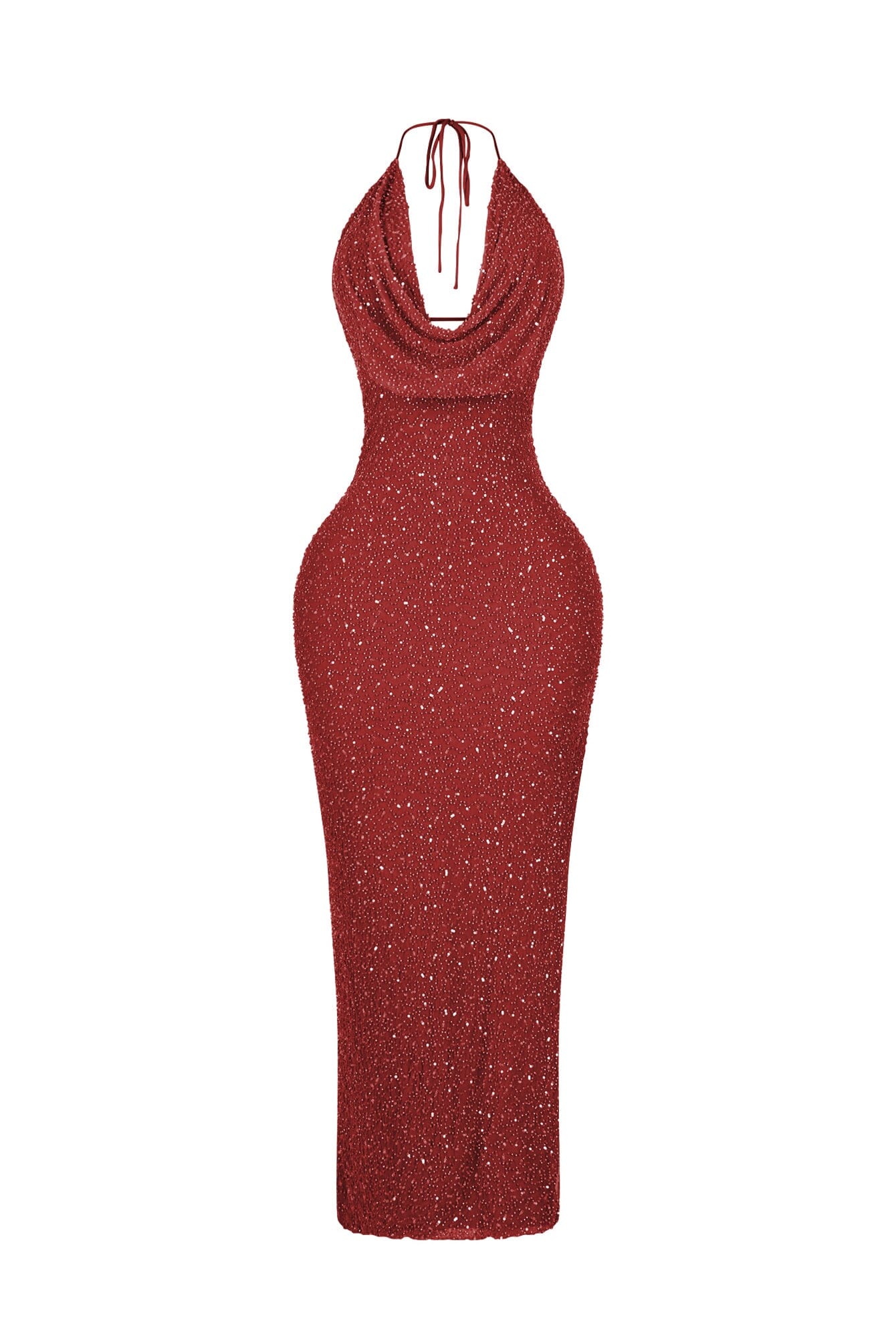 Aria Beaded Cowl Neck Maxi Dress