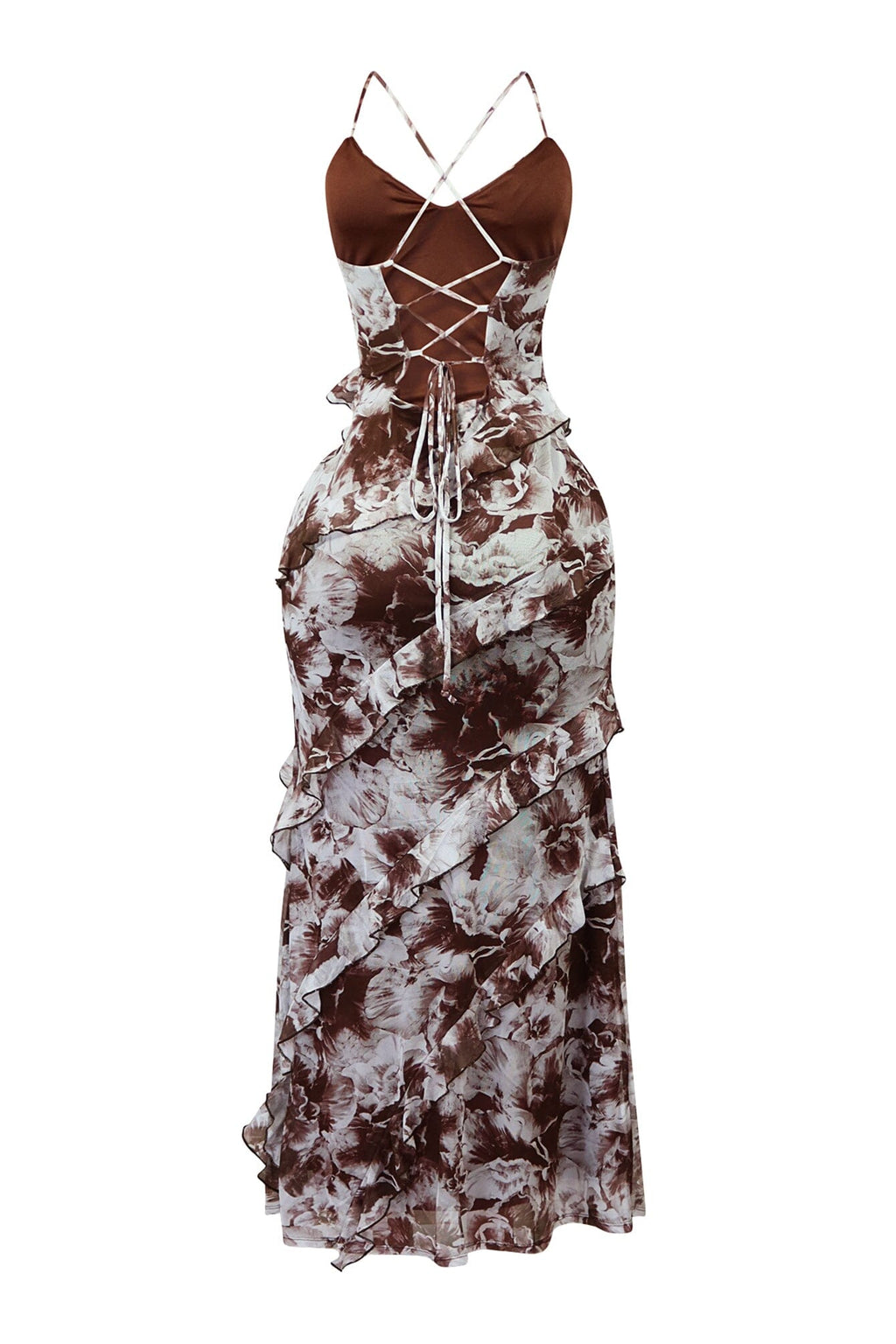 Another Level Mesh Ruffle Maxi Dress