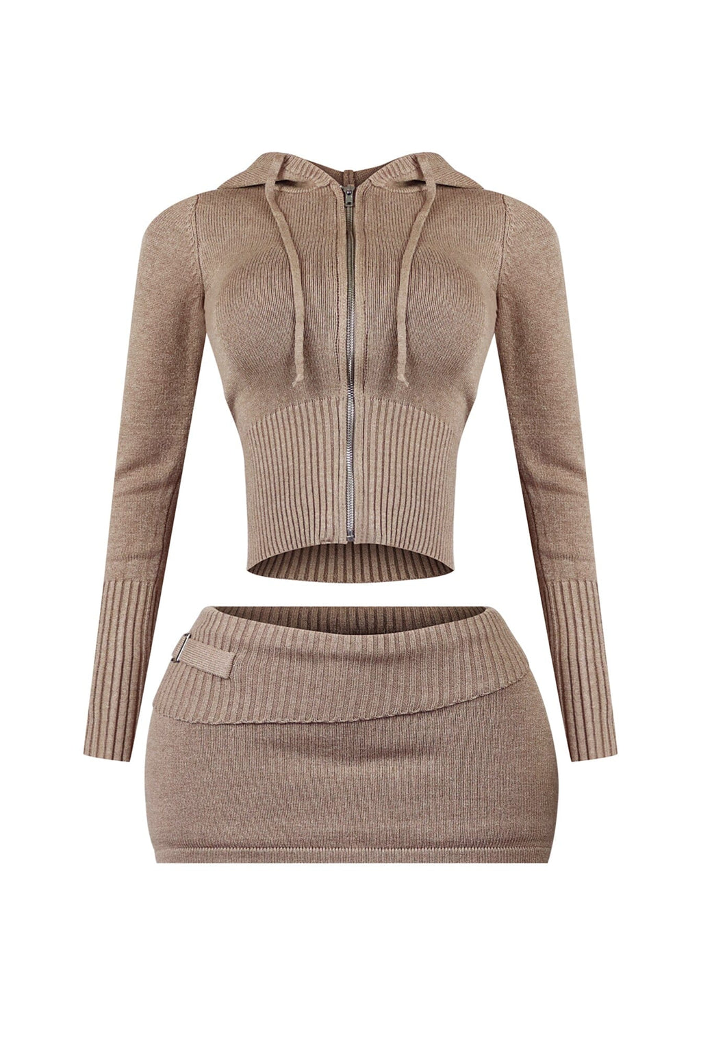 Fatima Knit Hoodie Jacket & Skirt SET
