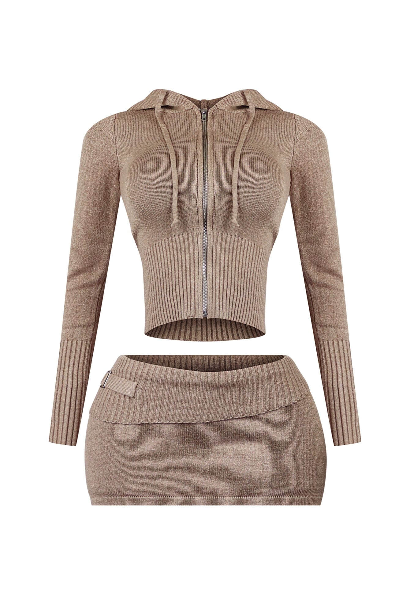 Fatima Knit Hoodie Jacket & Skirt SET