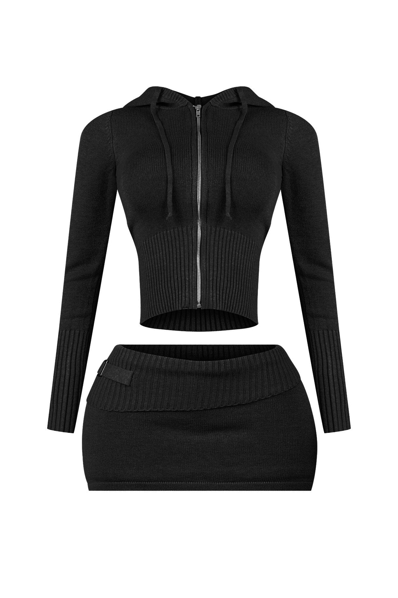 Fatima Knit Hoodie Jacket & Skirt SET
