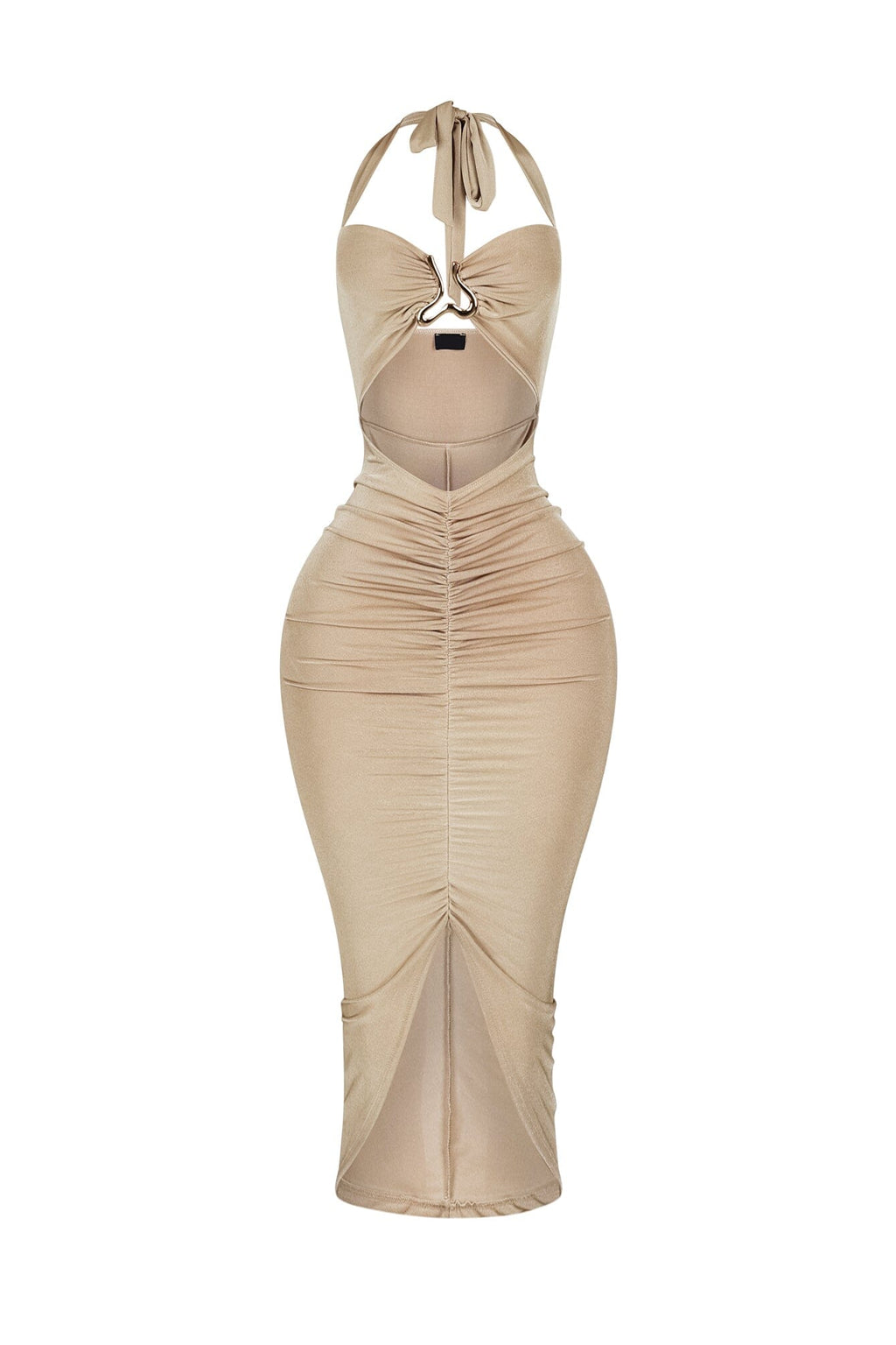 Frontline Flame Halter Ruched Midi Dress