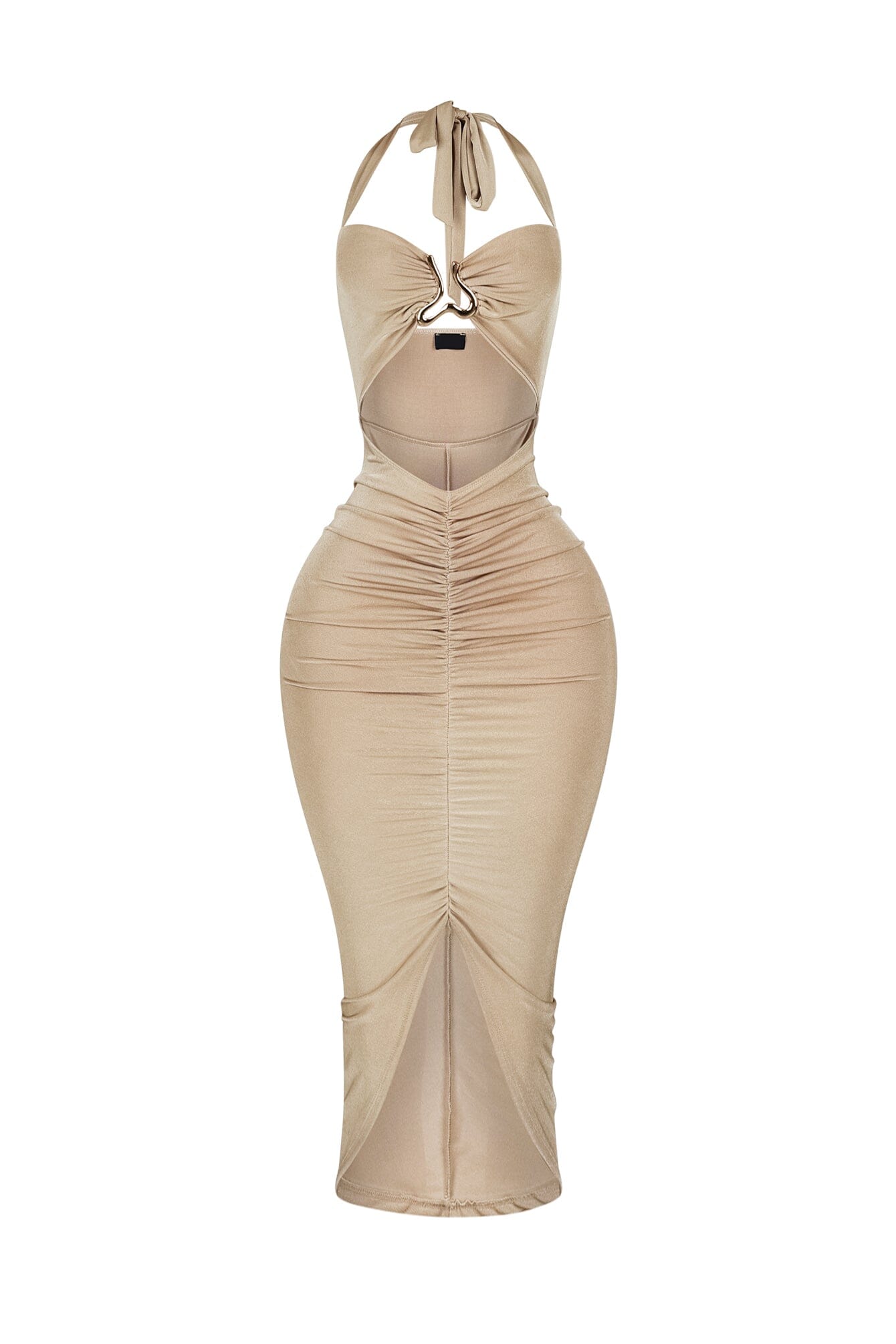 Frontline Flame Halter Ruched Midi Dress