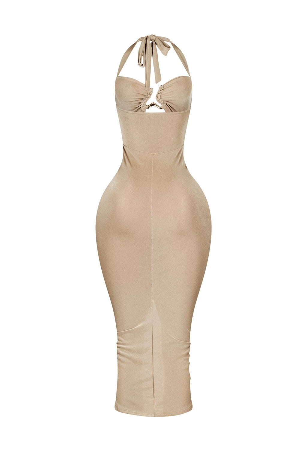 Frontline Flame Halter Ruched Midi Dress