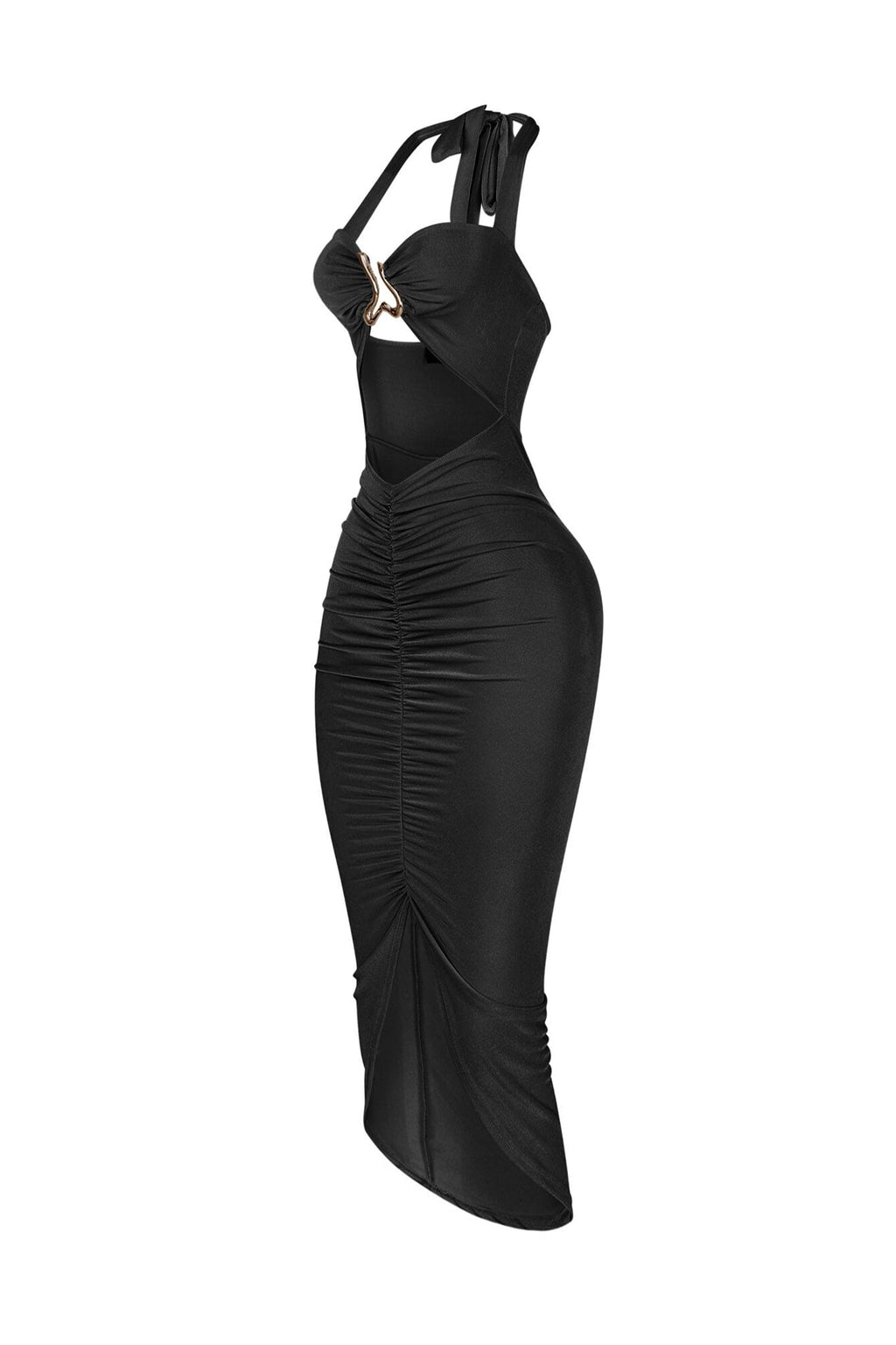 Frontline Flame Halter Ruched Midi Dress