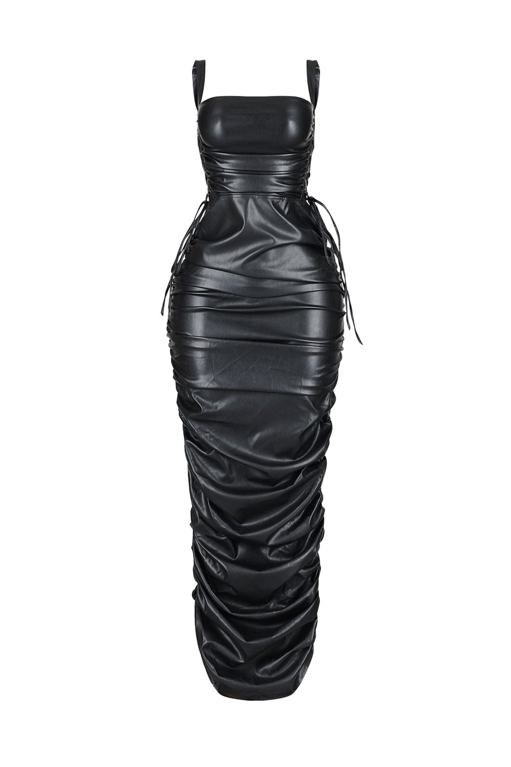 Vicksburg Faux Leather Ruched Maxi Dress