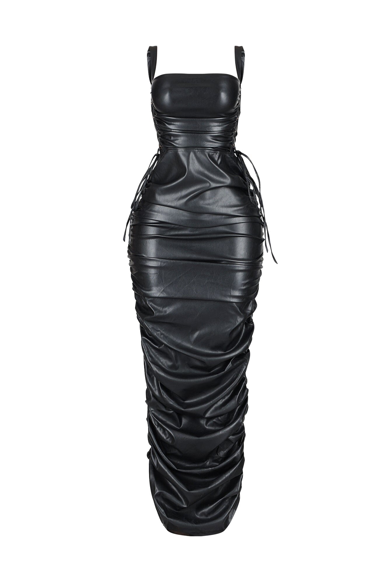 Vicksburg Faux Leather Ruched Maxi Dress
