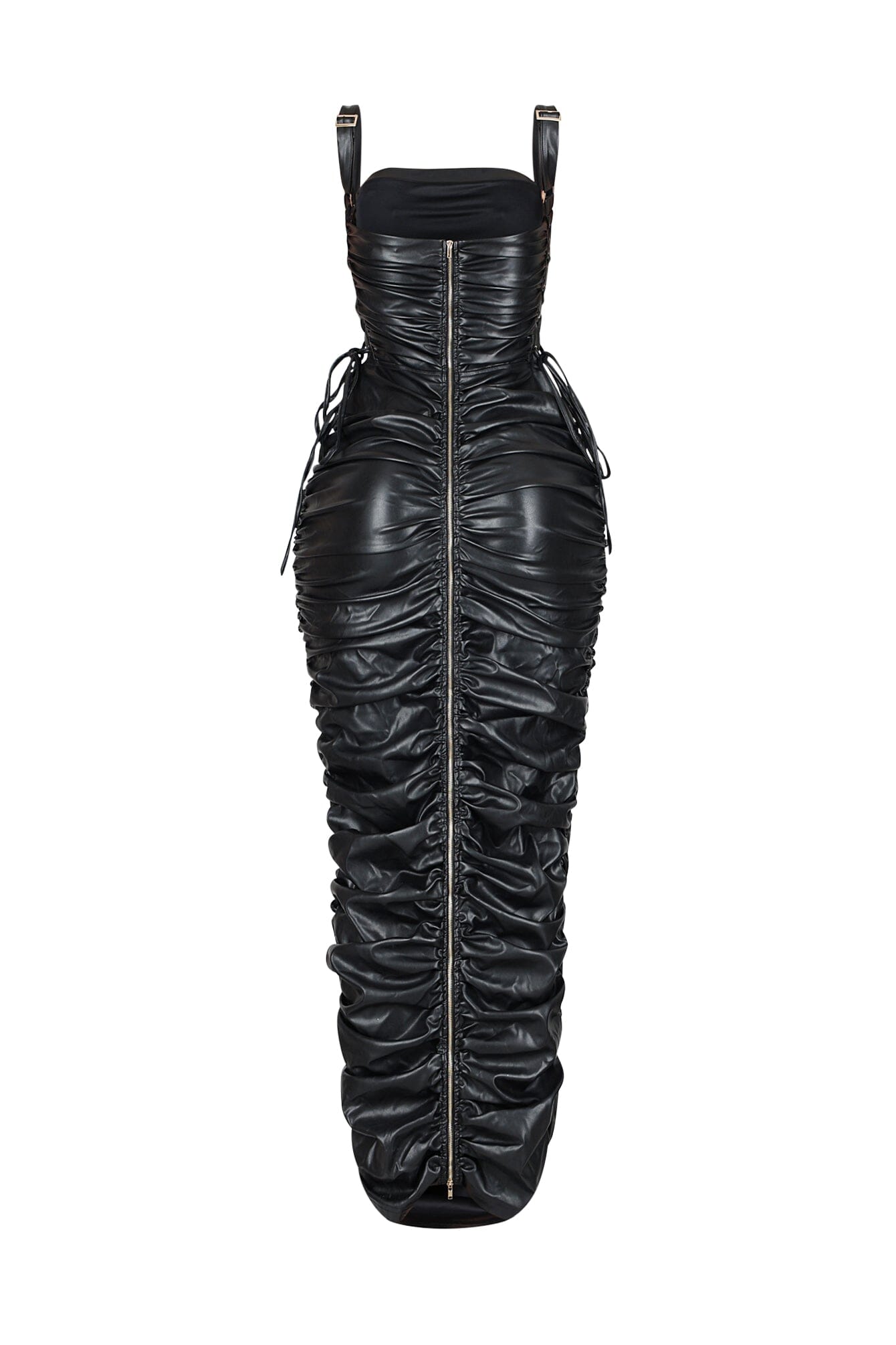 Vicksburg Faux Leather Ruched Maxi Dress