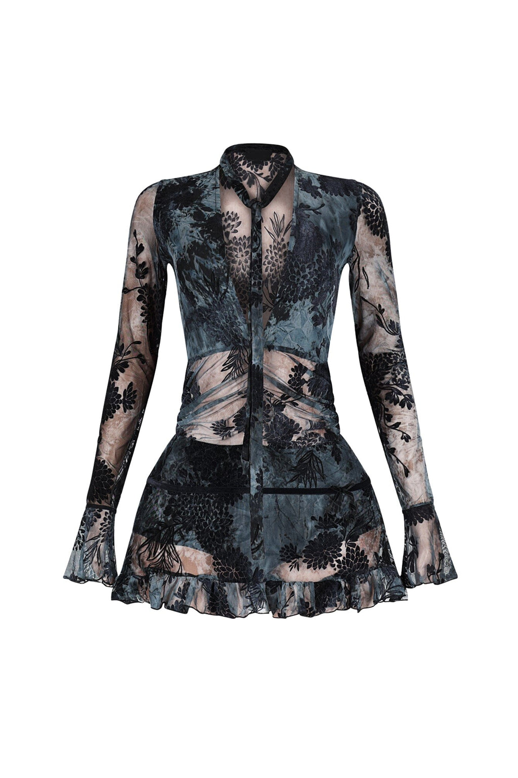 Lecce Mesh Velvet Mini Dress